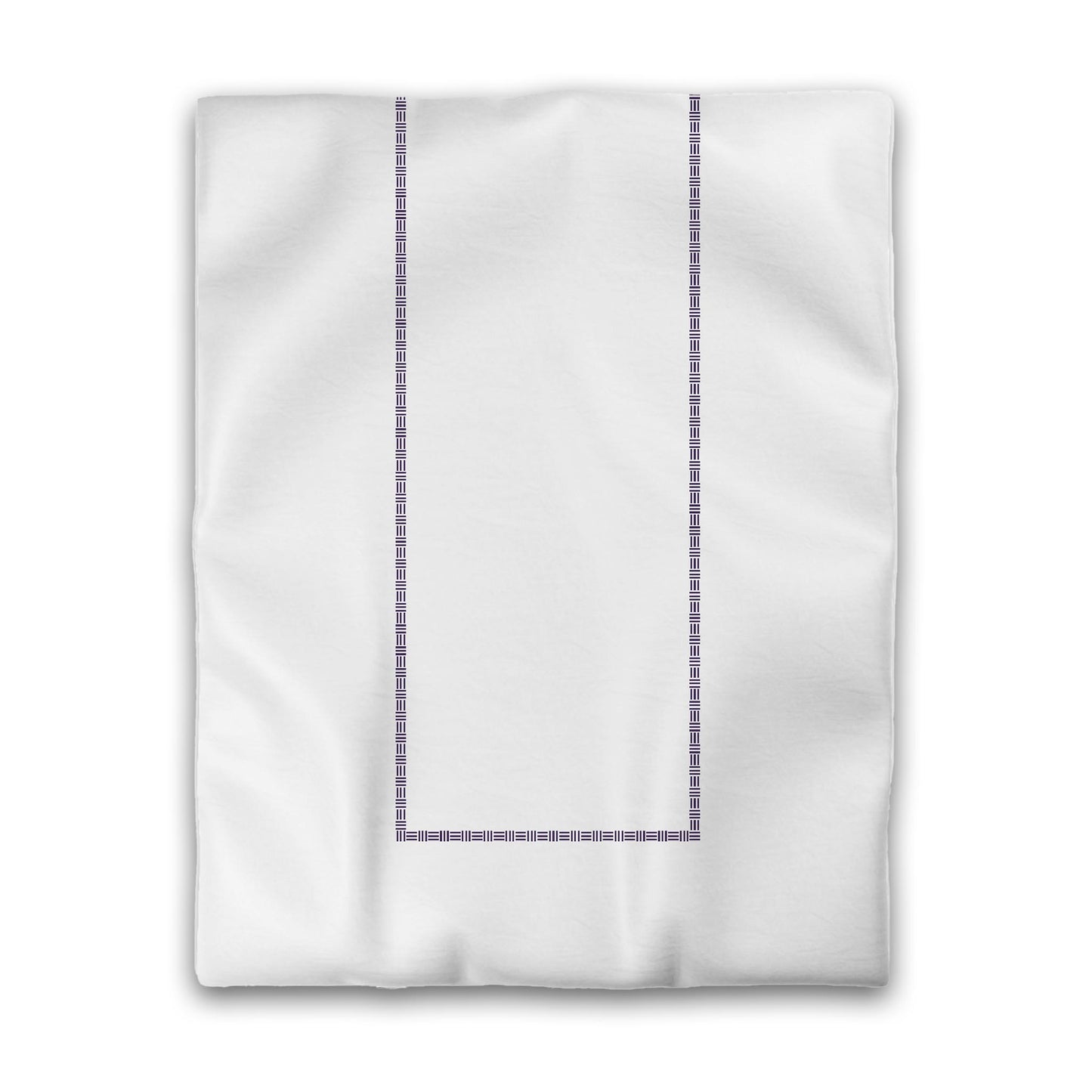 Off-white Cotton Sateen Duvet Cover, Purple Single Weave Motif Print, Classic Border, Twin (width x length) 70 x 90 inches / 178 x 229 cm