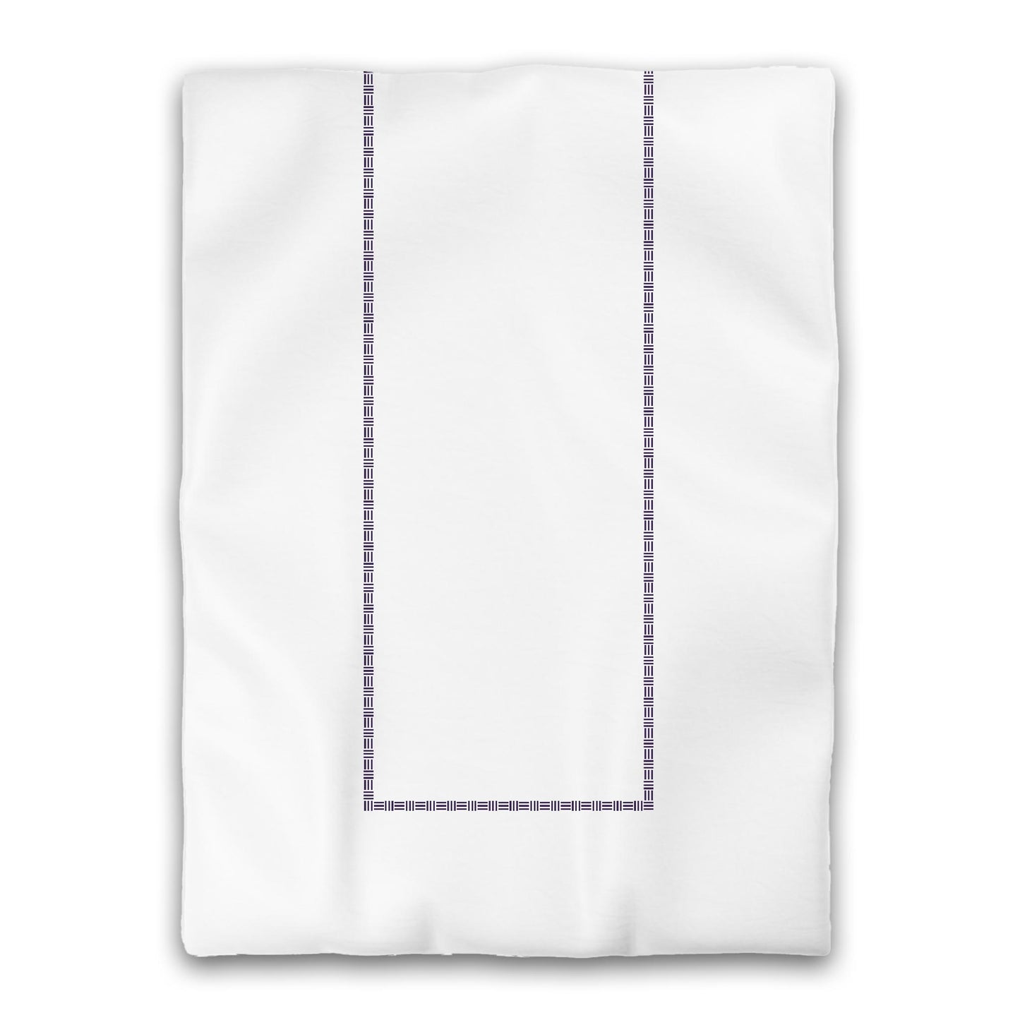 White Microfiber Duvet Cover, Purple Single Weave Motif Print, Classic Border, Twin XL (width x length) 68 x 92 inches /  173 x 234 cm