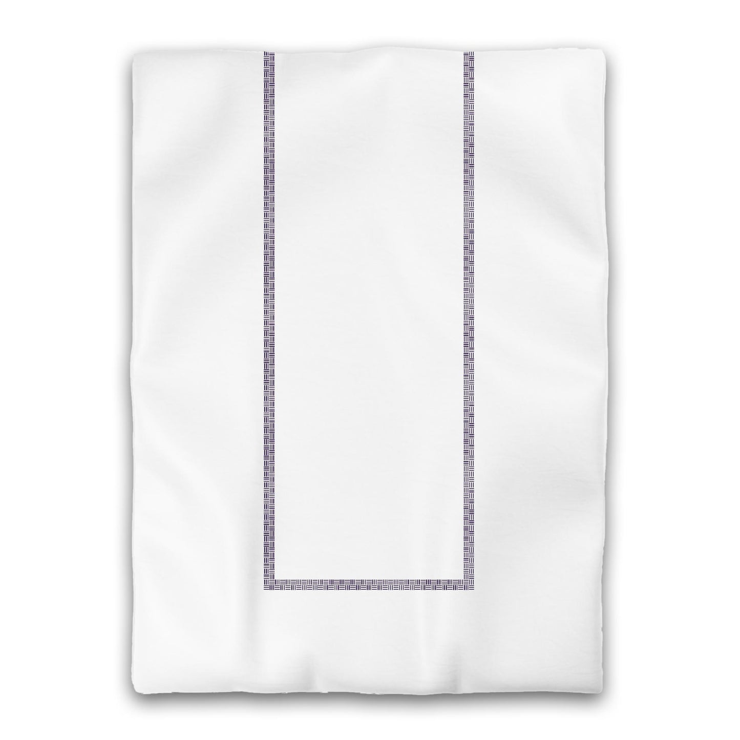 White Microfiber Duvet Cover, Purple Double Weave Motif Print, Classic Border, Twin XL (width x length) 68 x 92 inches /  173 x 234 cm