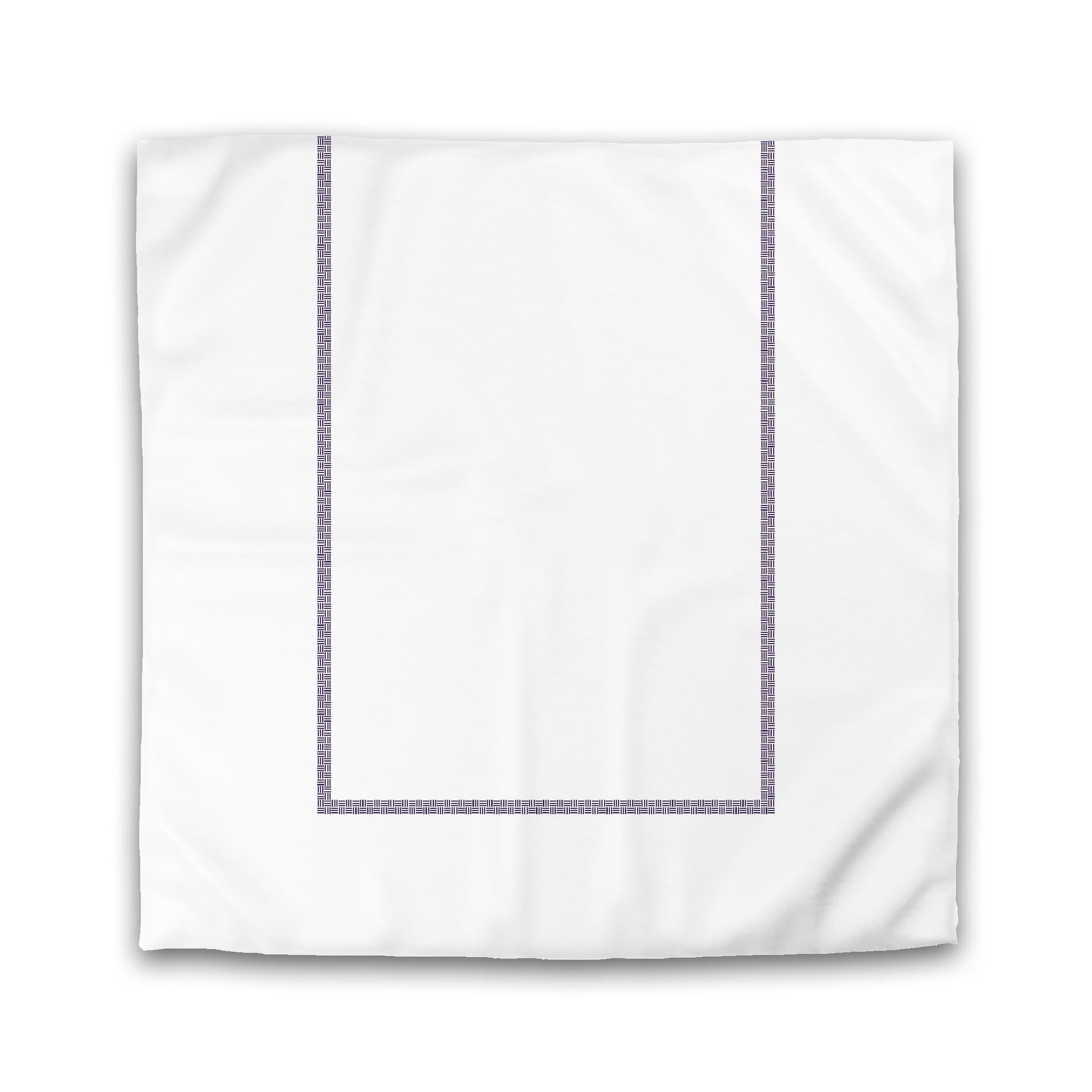 White Microfiber Duvet Cover, Purple Double Weave Motif Print, Classic Border, King (width x length) 104 x 88 inches / 264 x 224 cm