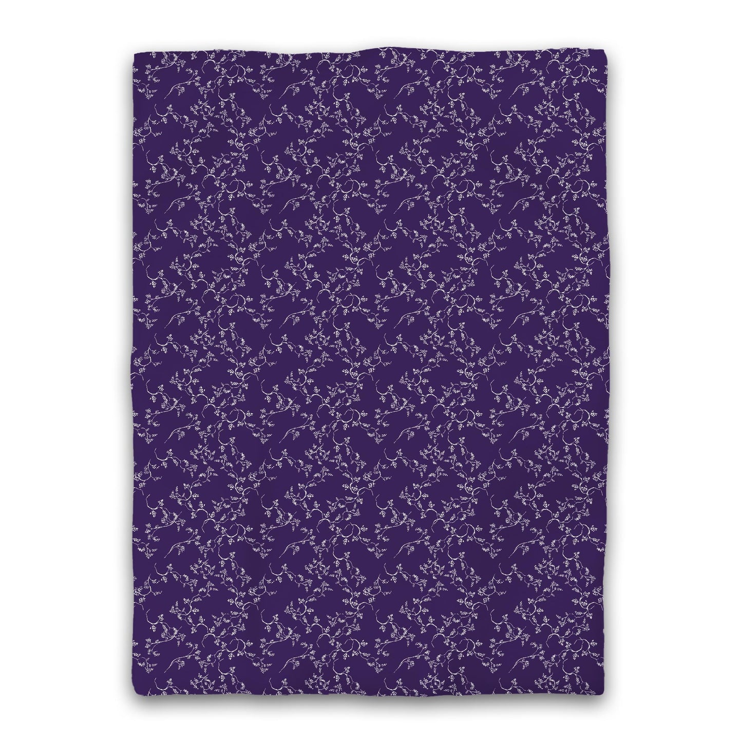 Purple Microfiber Duvet Cover, White Hand-painted Vine Print, Twin XL (width x length) 68 x 92 inches /  173 x 234 cm