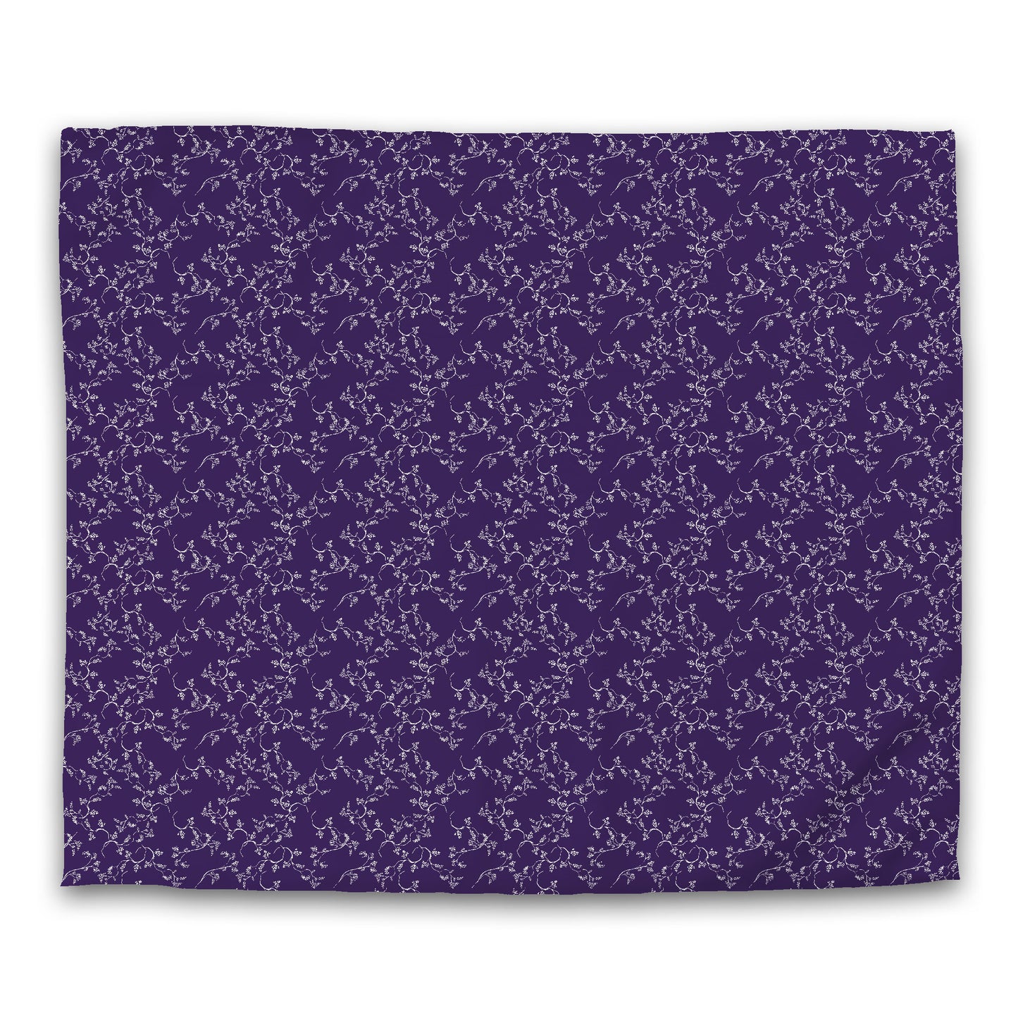 Purple Cotton Sateen Duvet Cover, Off-white Hand-painted Vine Print | CSDU-1143-182