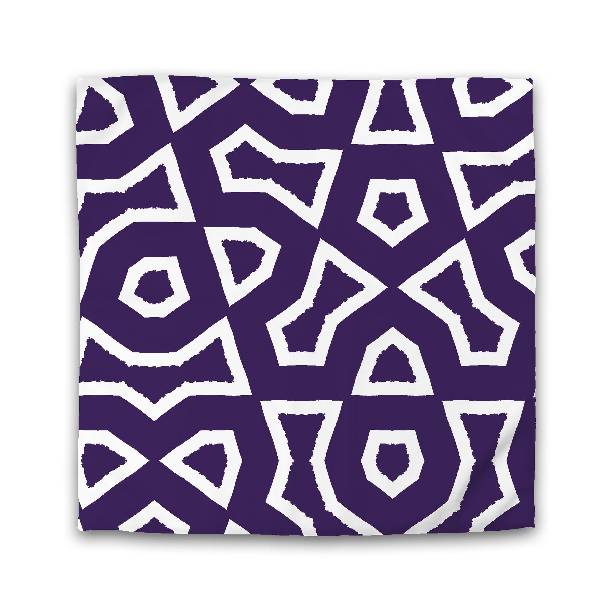 Purple Cotton Sateen Duvet Cover, Bold Off-white Graphic, King (width x length) 106 x 92 inches / 269 x  234 cm