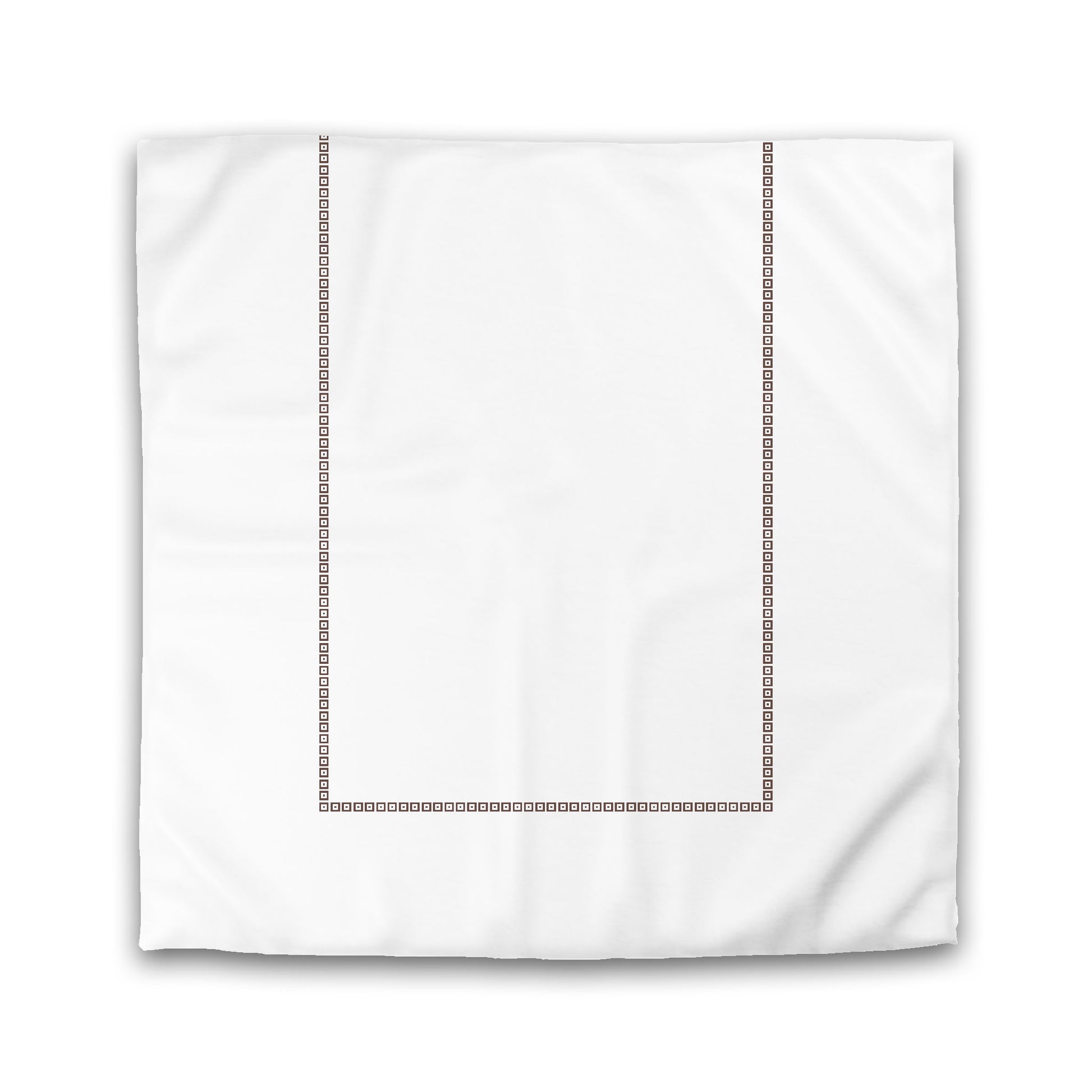 White Microfiber Duvet Cover, Brown Repeating Square Motif Print, Classic Border, King (width x length) 104 x 88 inches / 264 x 224 cm