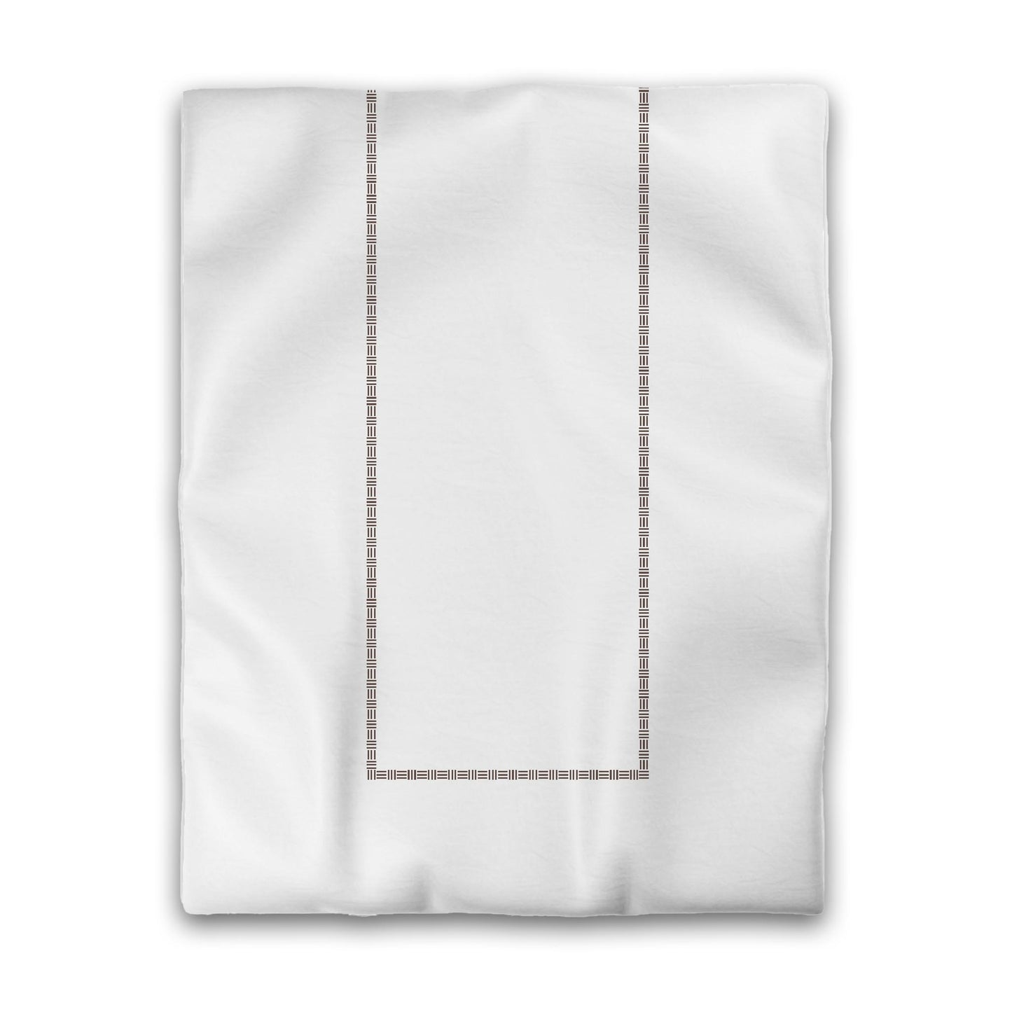 White Microfiber Duvet Cover, Brown Single Weave Motif Print, Classic Border, Twin (width x length) 68 x 88 inches / 173 x 224 cm