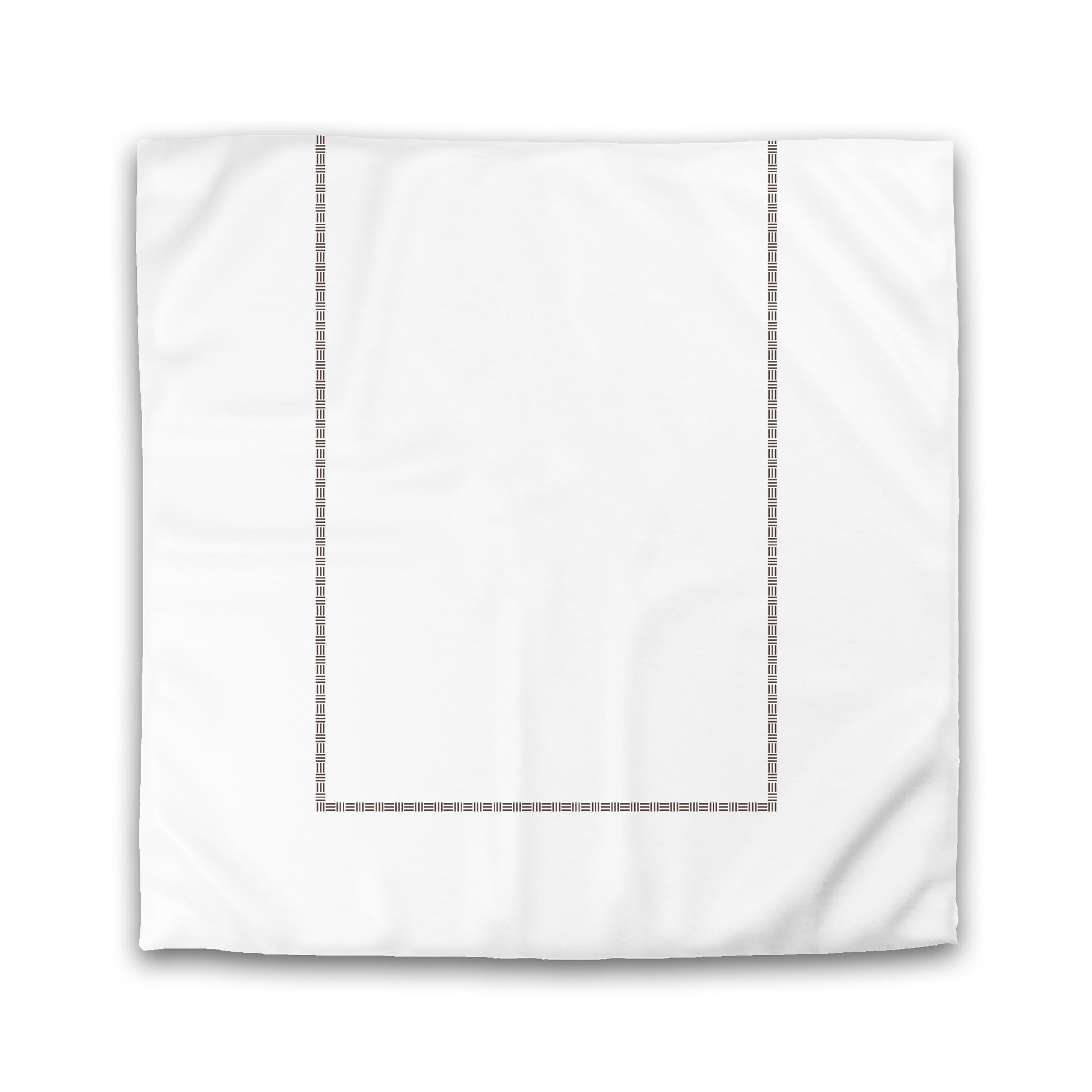 Off-white Cotton Sateen Duvet Cover, Brown Single Weave Motif Print, Classic Border, King (width x length) 106 x 92 inches / 269 x  234 cm