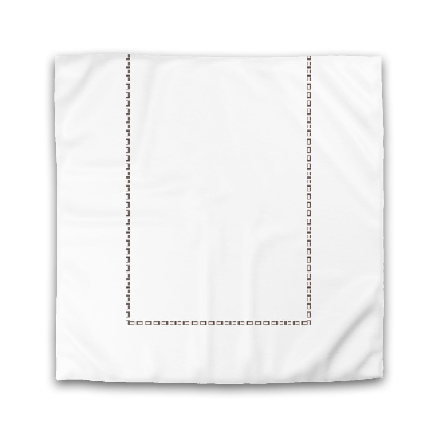 White Microfiber Duvet Cover, Brown Single Weave Motif Print, Classic Border, King (width x length) 104 x 88 inches / 264 x 224 cm
