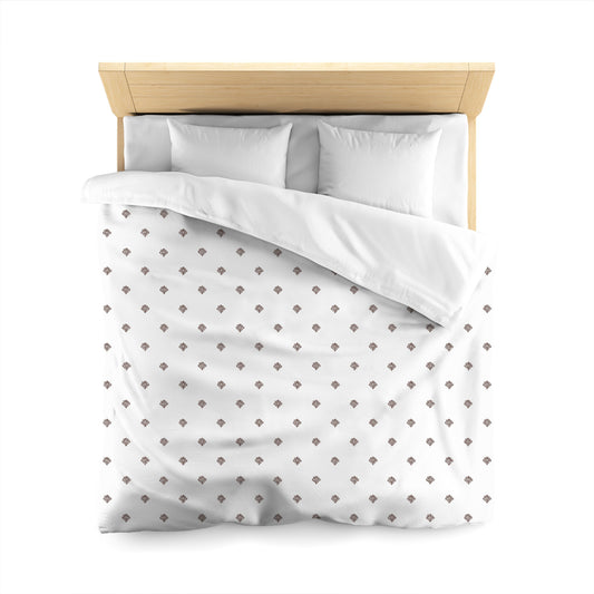 Off-white Cotton Sateen Duvet Cover, Brown Hand-painted Swizzle Motif Print, Queen (width x length) 90 x 90 inches / 229 x 229 cm