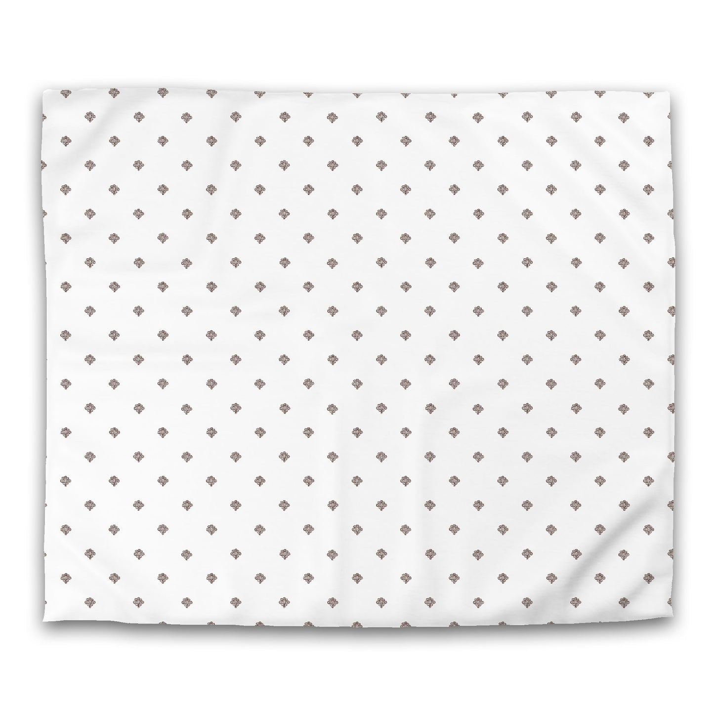 White Microfiber Duvet Cover, Brown Hand-painted Swizzle Motif Print | MFDU-1161-171