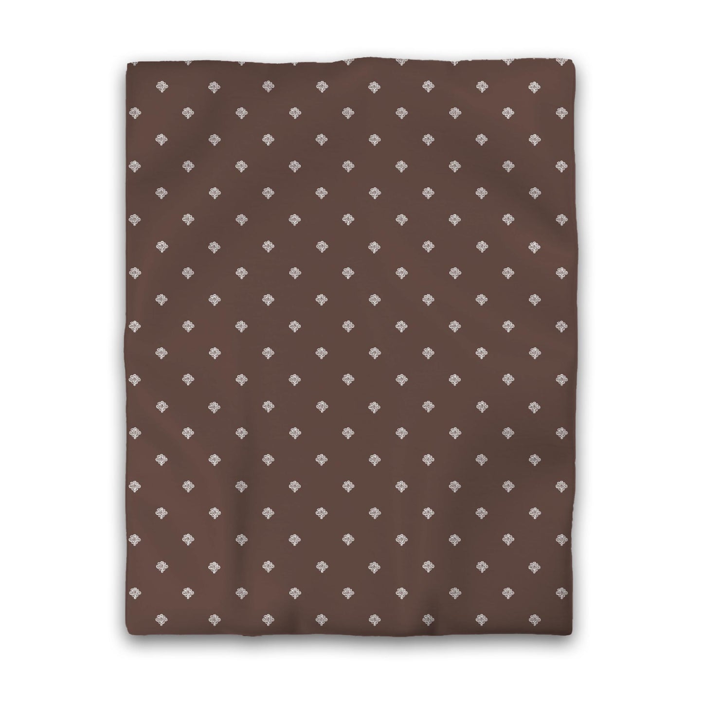 Brown Microfiber Duvet Cover, White Hand-painted Swizzle Motif Print, Twin (width x length) 68 x 88 inches / 173 x 224 cm