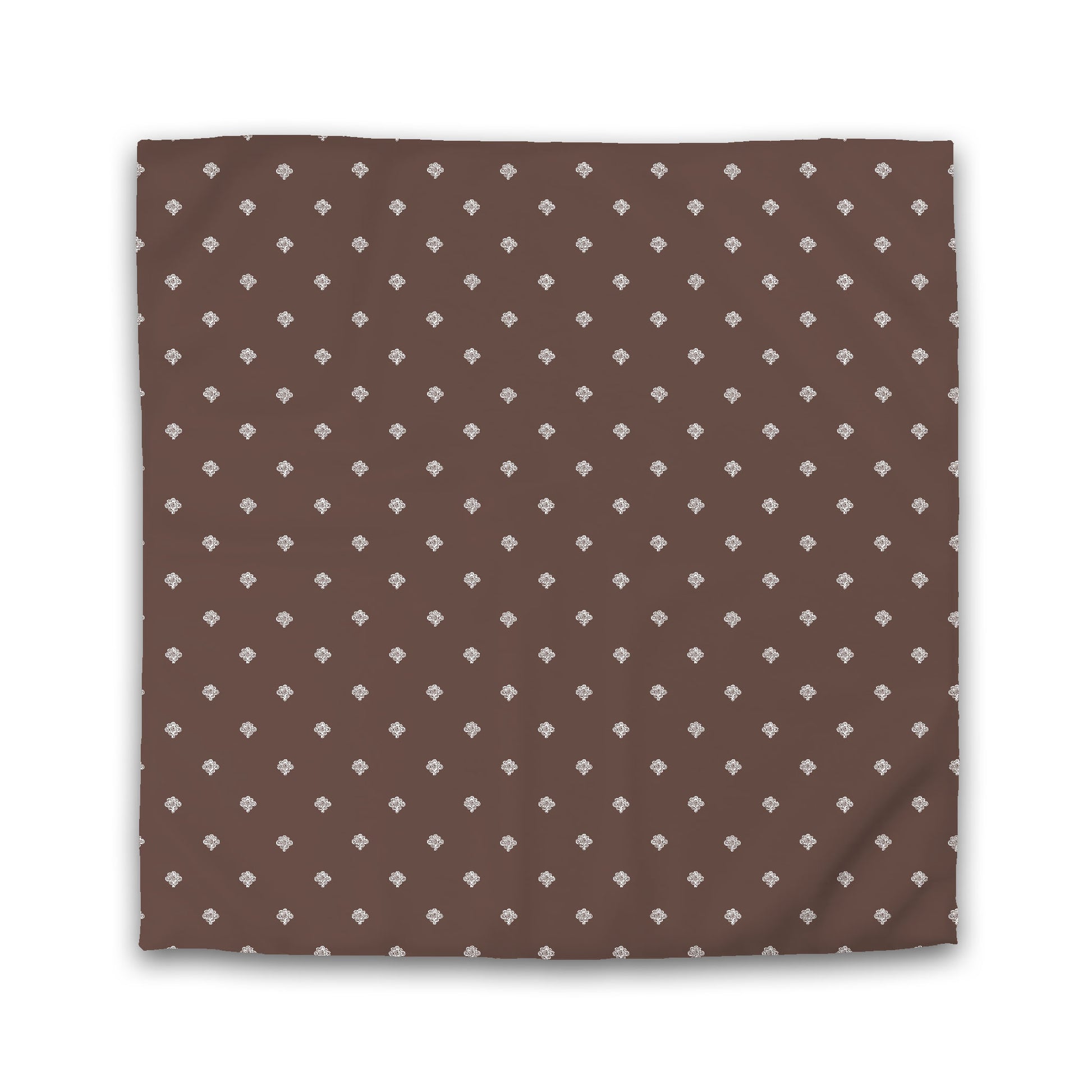 Brown Cotton Sateen Duvet Cover, Off-white Hand-painted Swizzle Motif Print, King (width x length) 106 x 92 inches / 269 x  234 cm