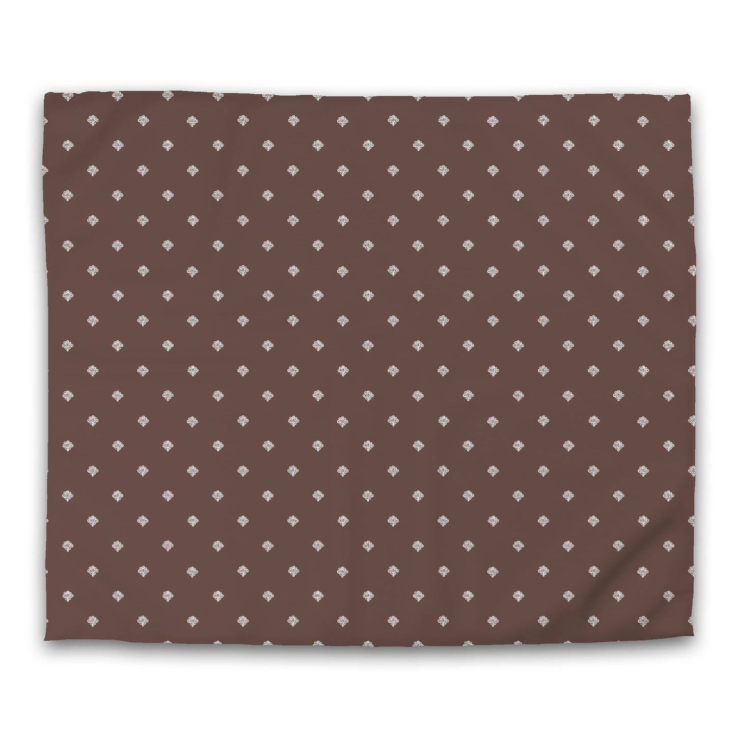 Brown Cotton Sateen Duvet Cover, Off-white Hand-painted Swizzle Motif Print | CSDU-1161-172