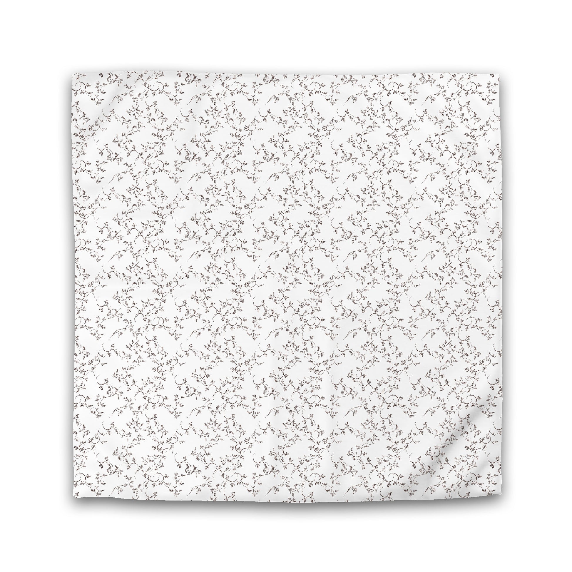 Off-white Cotton Sateen Duvet Cover, Brown Hand-painted Vine Print, King (width x length) 106 x 92 inches / 269 x  234 cm