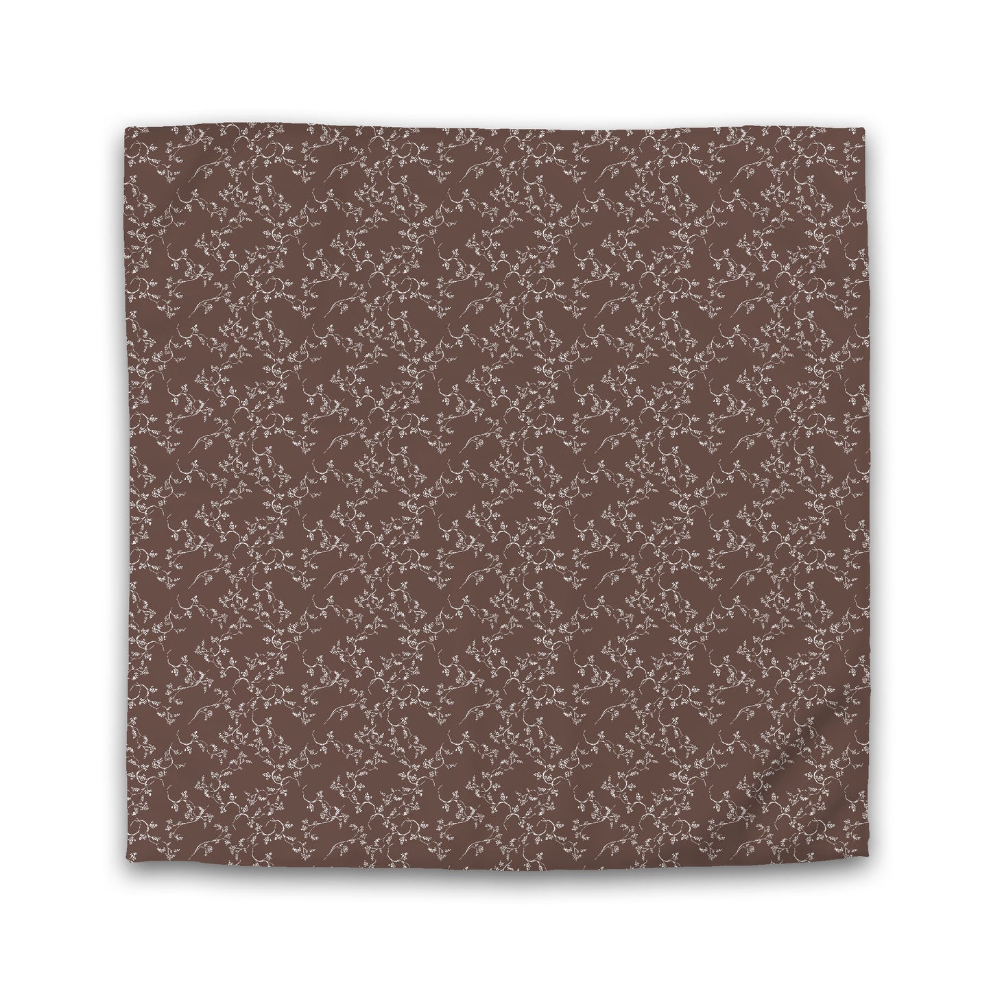 Brown Microfiber Duvet Cover, White Hand-painted Vine Print, King (width x length) 104 x 88 inches / 264 x 224 cm