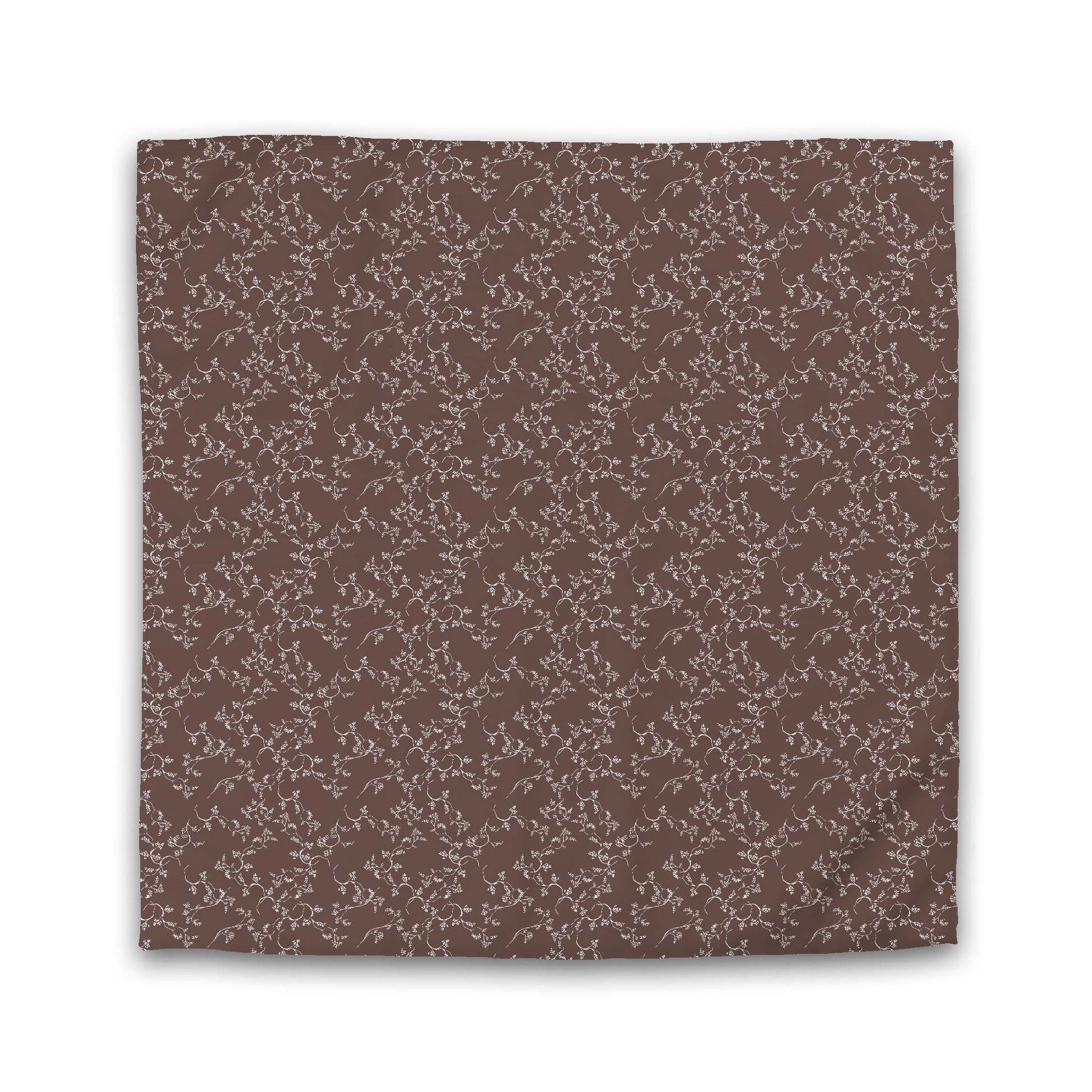Brown Microfiber Duvet Cover, White Hand-painted Vine Print, King (width x length) 104 x 88 inches / 264 x 224 cm