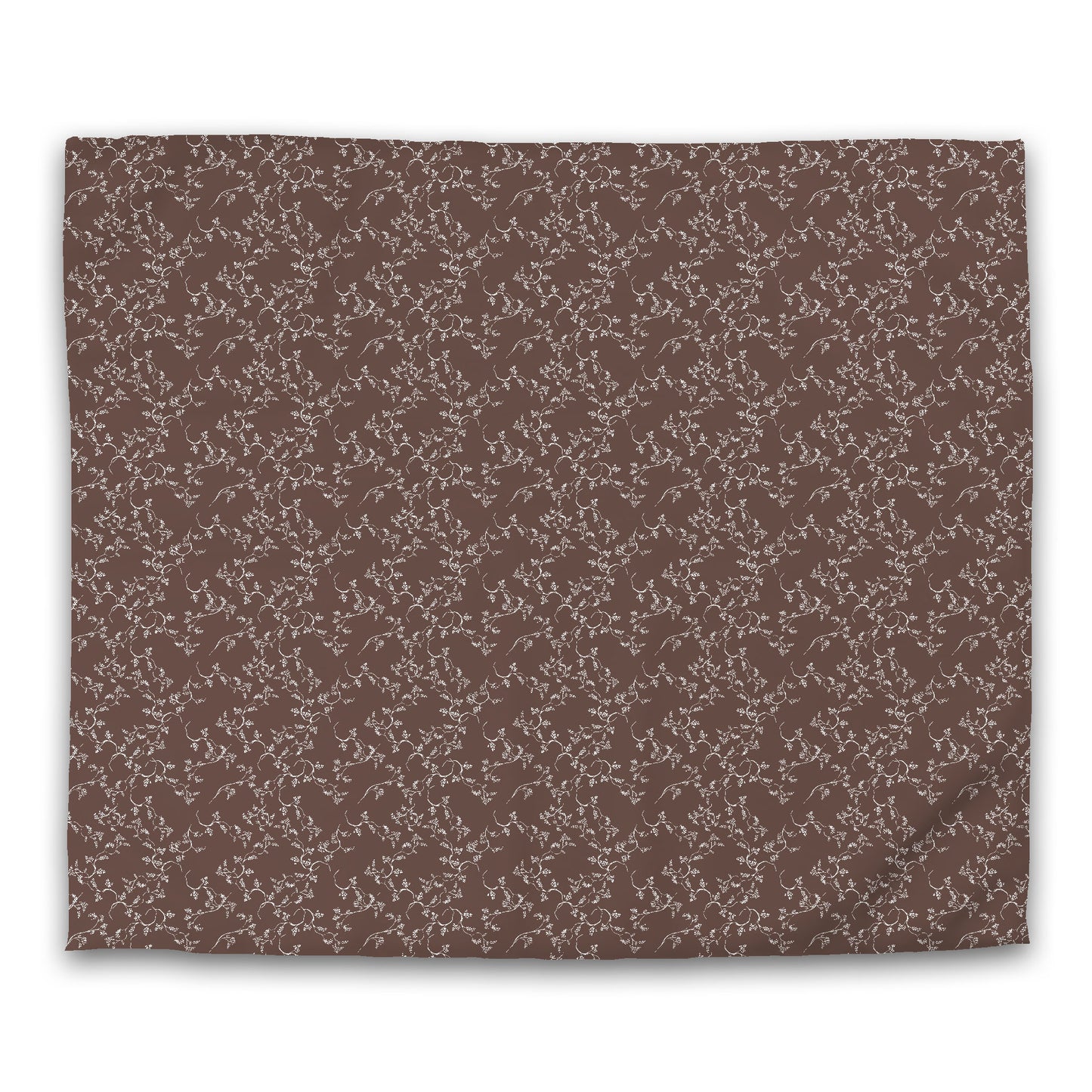 Brown Cotton Sateen Duvet Cover, Off-white Hand-painted Vine Print | CSDU-1161-182