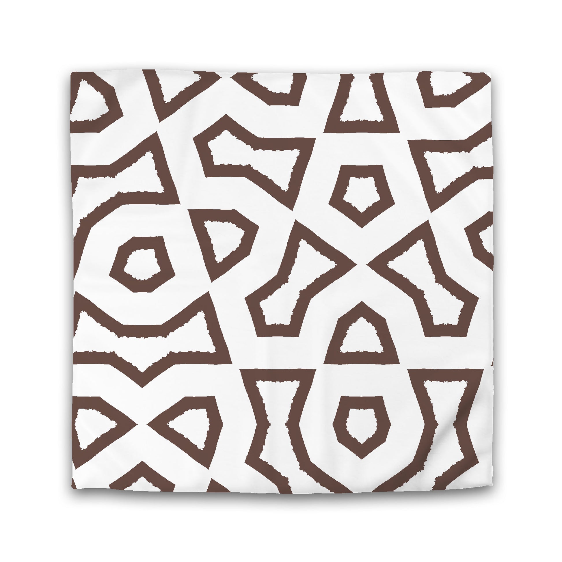 Off-white Cotton Sateen Duvet Cover, Bold Brown Graphic, King (width x length) 106 x 92 inches / 269 x  234 cm