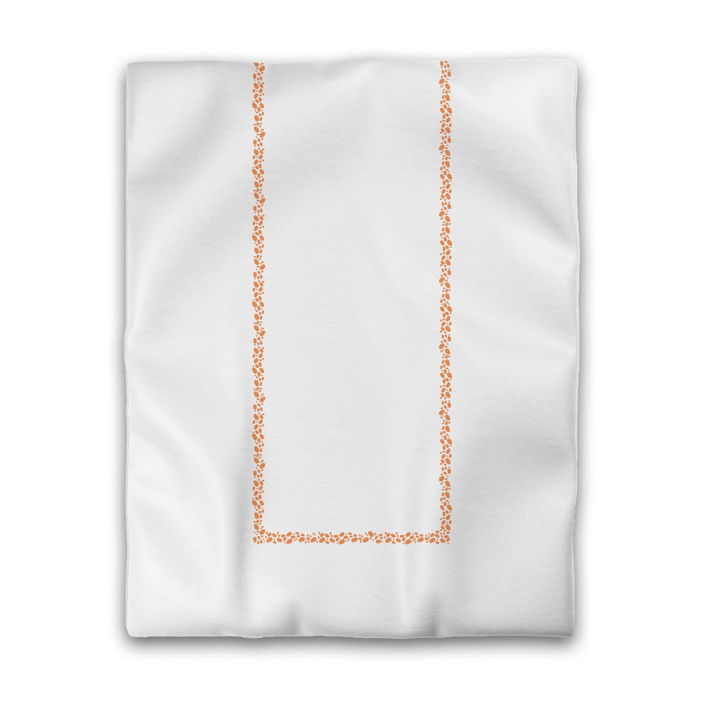 White Microfiber Duvet Cover, Orange Hand-painted Dab Motif Print, Classic Border, Twin (width x length) 68 x 88 inches / 173 x 224 cm
