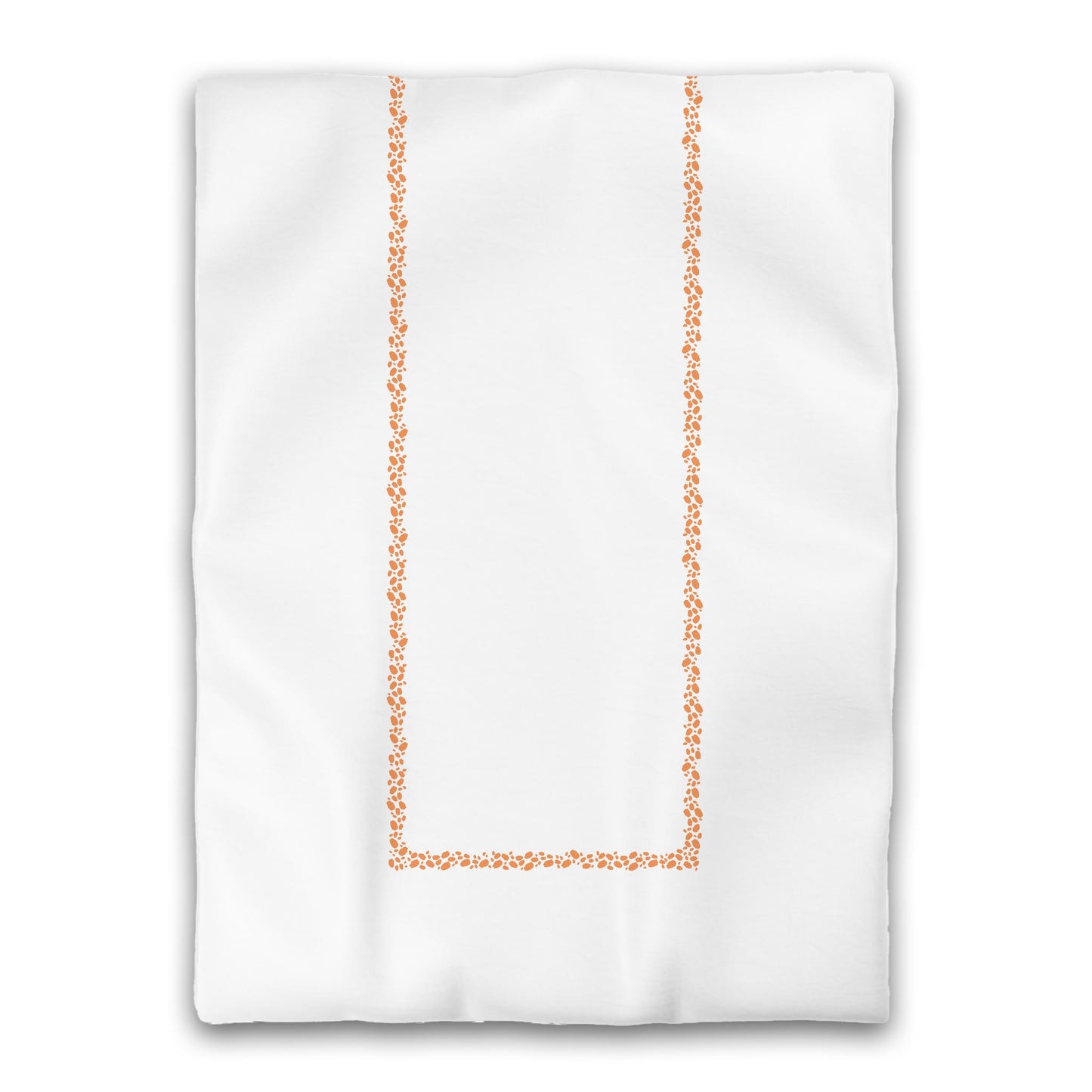White Microfiber Duvet Cover, Orange Hand-painted Dab Motif Print, Classic Border, Twin XL (width x length) 68 x 92 inches /  173 x 234 cm