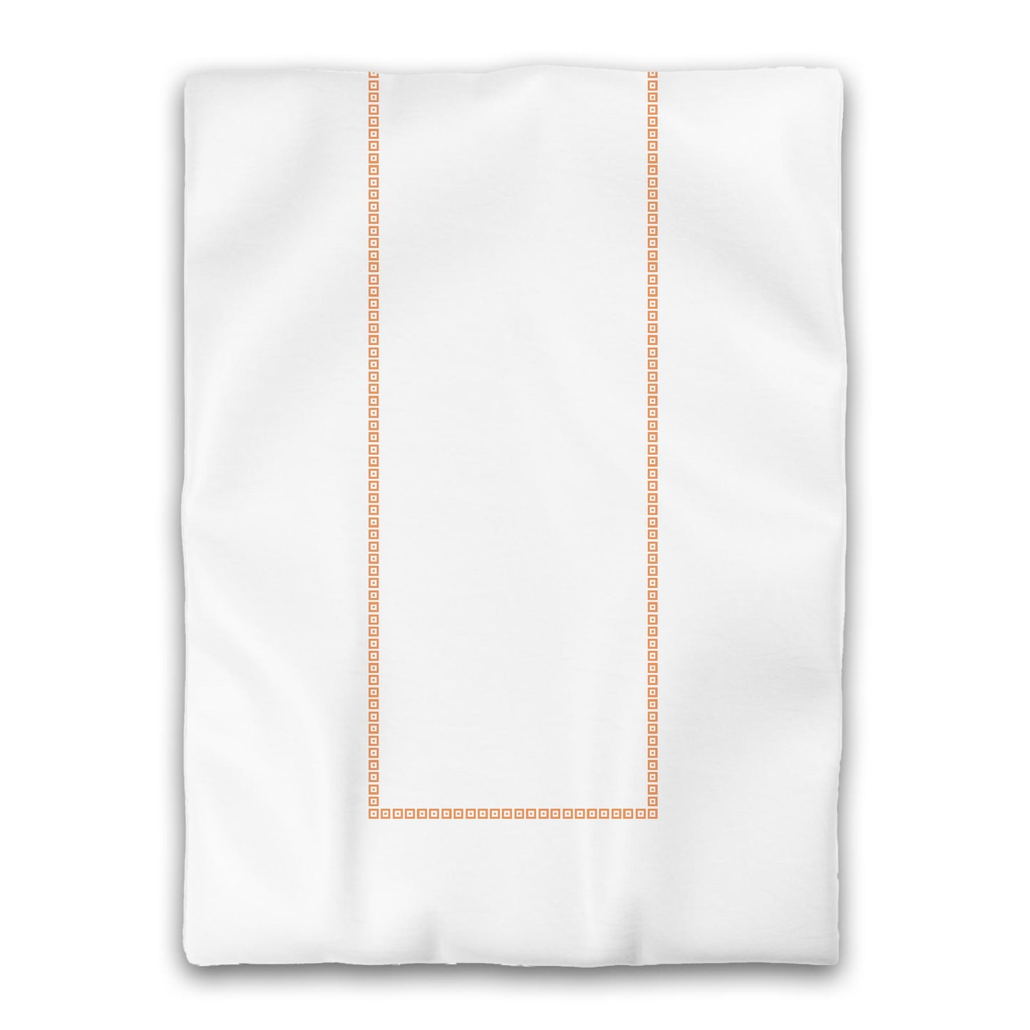 White Microfiber Duvet Cover, Orange Repeating Square Motif Print, Classic Border, Twin XL (width x length) 68 x 92 inches /  173 x 234 cm