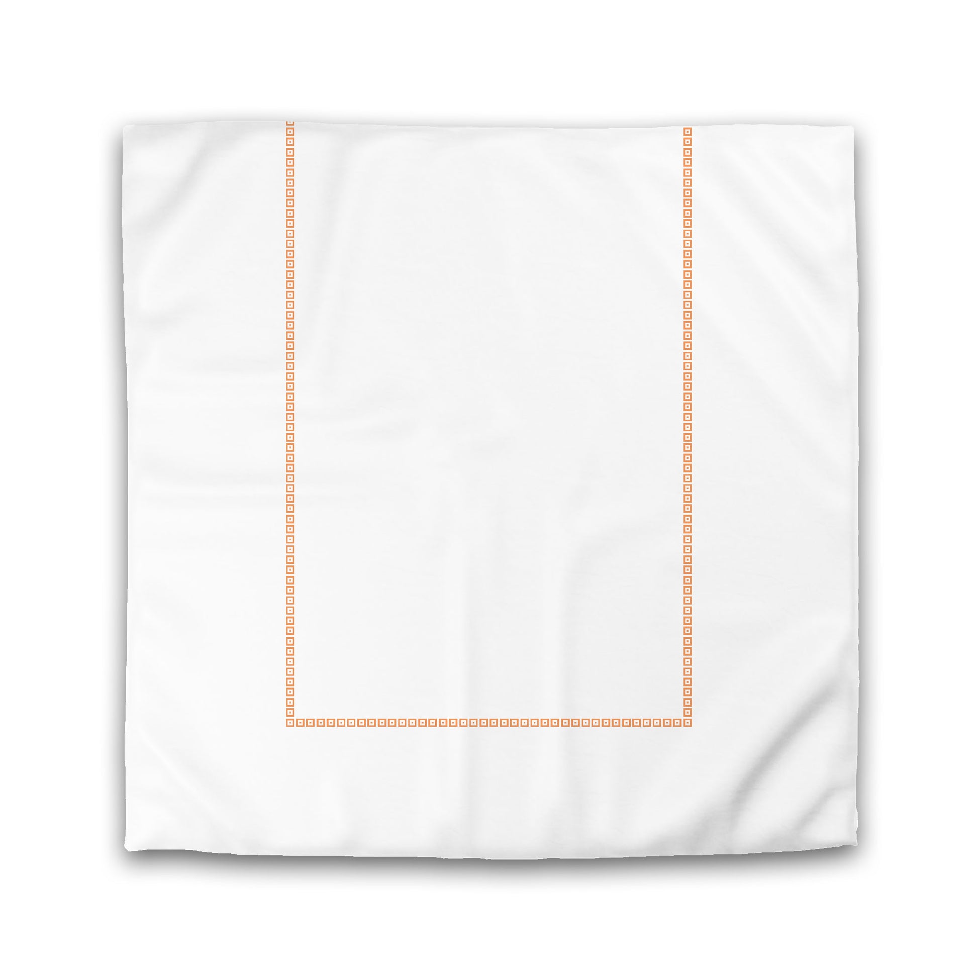 White Microfiber Duvet Cover, Orange Repeating Square Motif Print, Classic Border, King (width x length) 104 x 88 inches / 264 x 224 cm