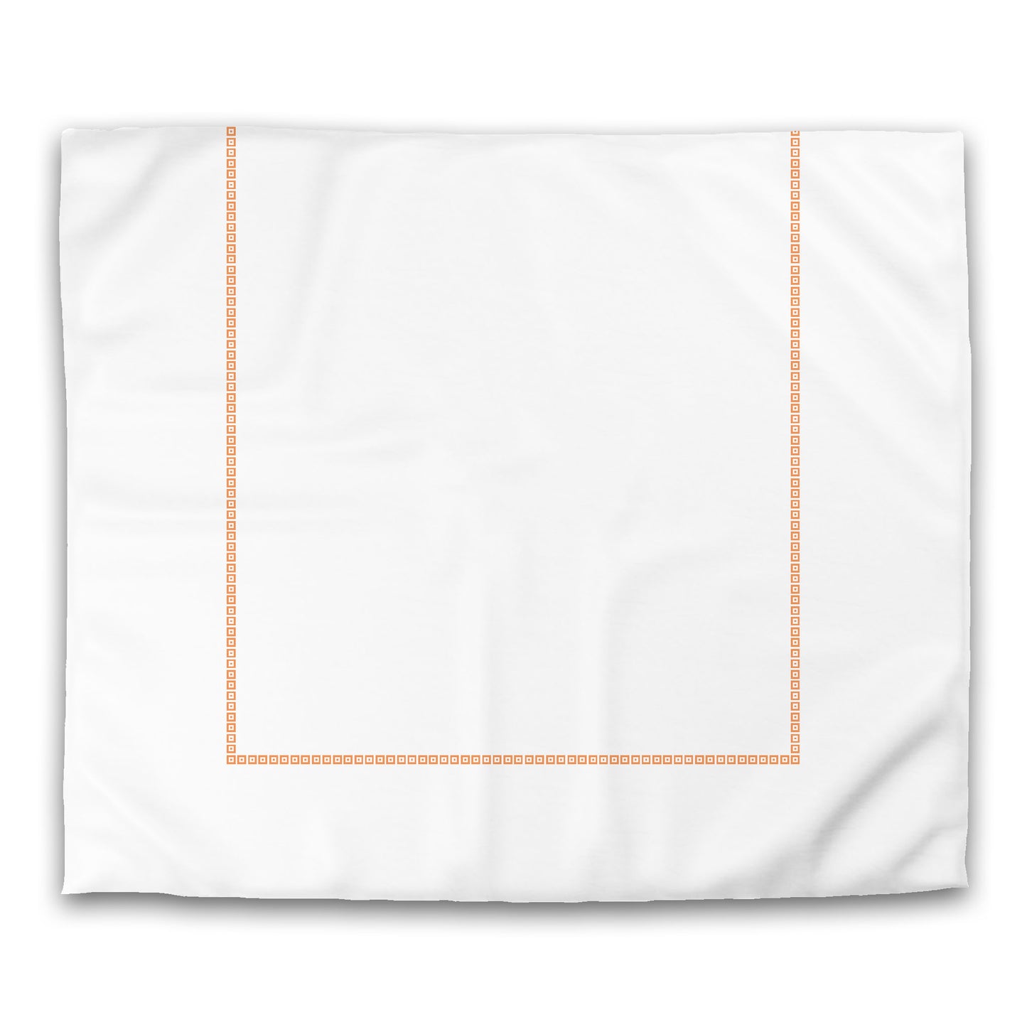 Off-white Cotton Sateen Duvet Cover, Orange Repeating Square Motif Print, Classic Border | CSDU-1181-121
