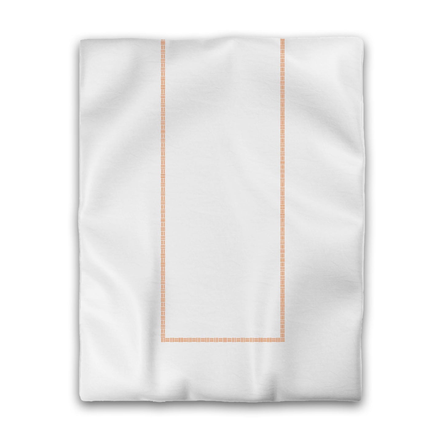 White Microfiber Duvet Cover, Orange Single Weave Motif Print, Classic Border, Twin (width x length) 68 x 88 inches / 173 x 224 cm