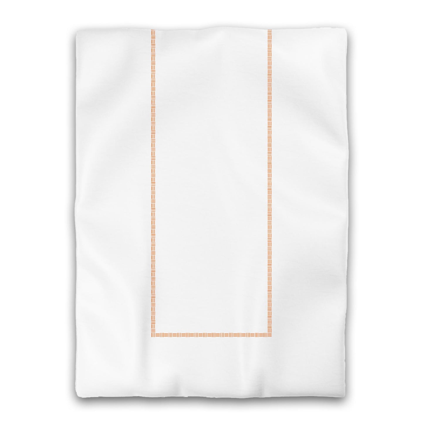 White Microfiber Duvet Cover, Orange Single Weave Motif Print, Classic Border, Twin XL (width x length) 68 x 92 inches /  173 x 234 cm