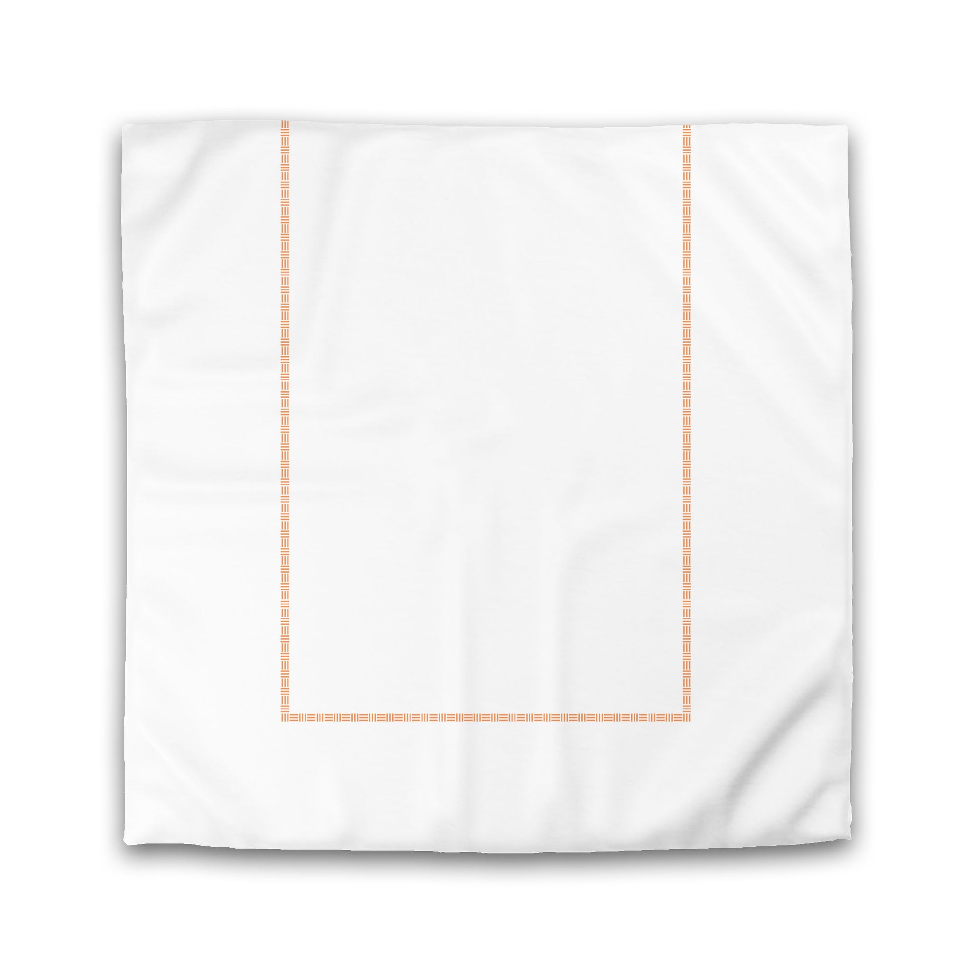 White Microfiber Duvet Cover, Orange Single Weave Motif Print, Classic Border, King (width x length) 104 x 88 inches / 264 x 224 cm