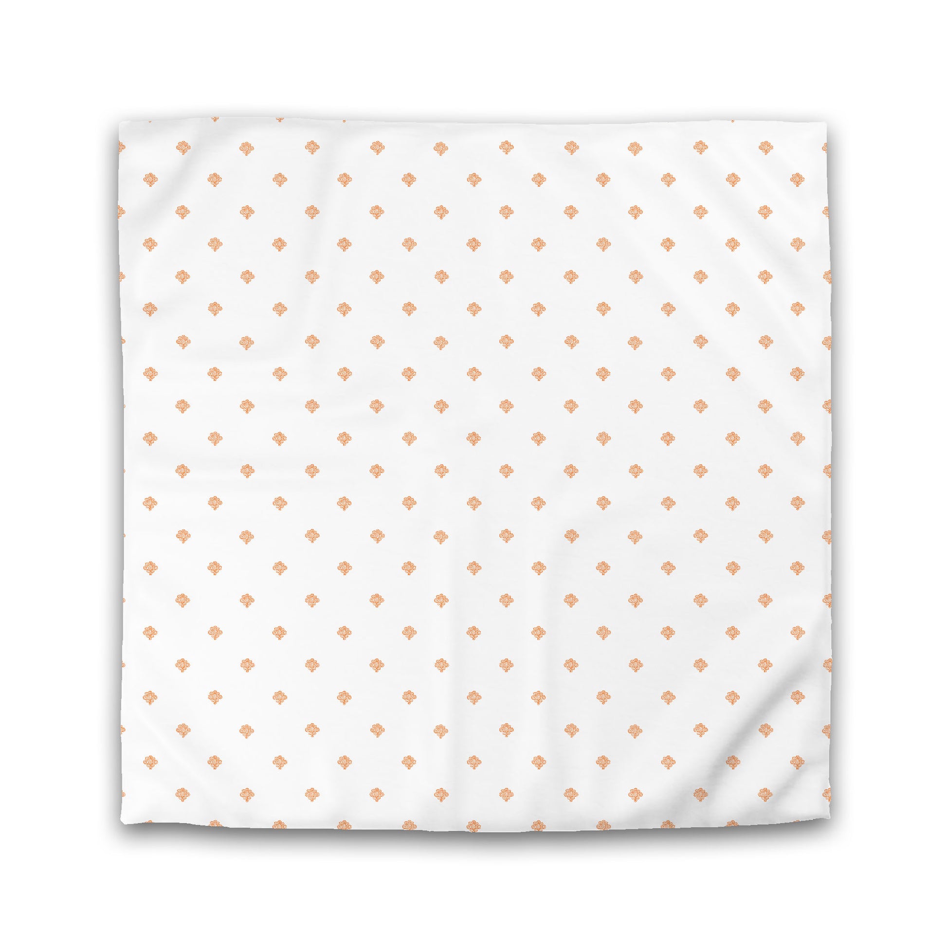 Off-white Cotton Sateen Duvet Cover, Orange Hand-painted Swizzle Motif Print, King (width x length) 106 x 92 inches / 269 x  234 cm