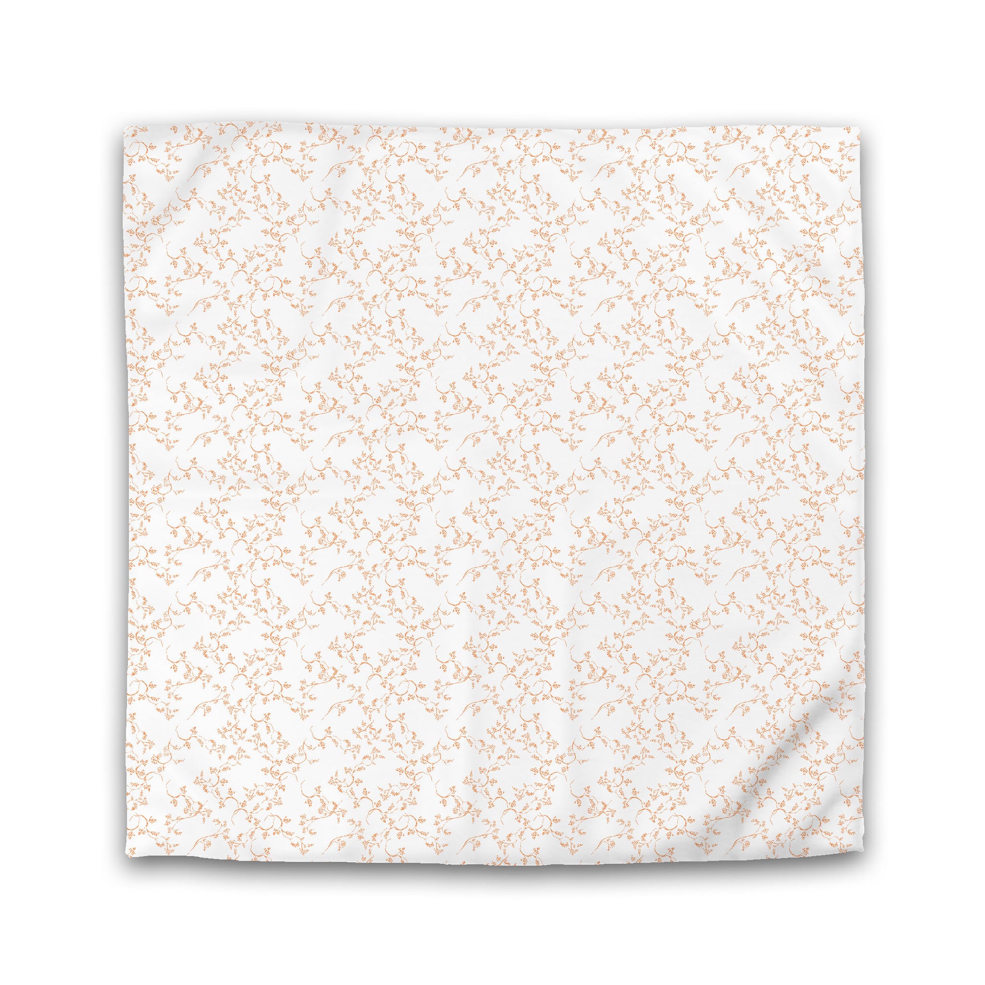 Off-white Cotton Sateen Duvet Cover, Orange Hand-painted Vine Print, King (width x length) 106 x 92 inches / 269 x  234 cm