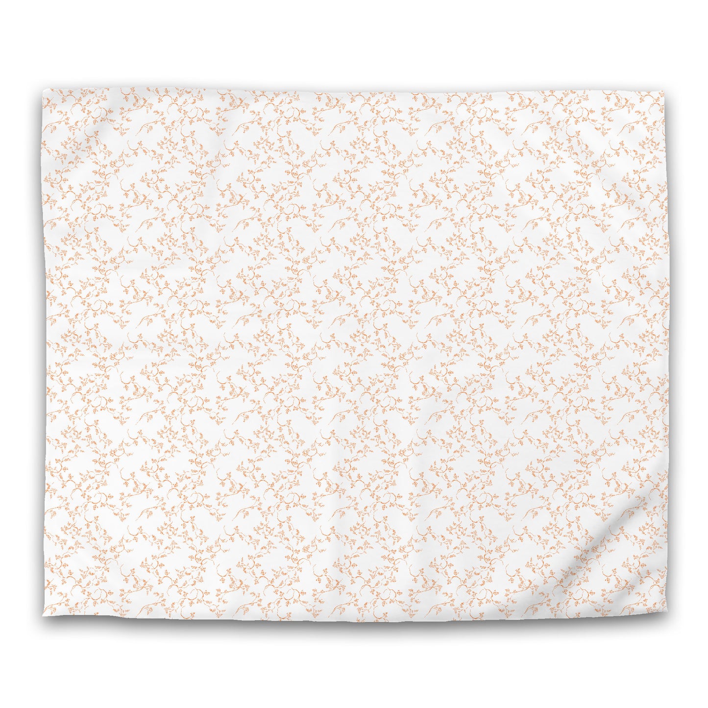 White Microfiber Duvet Cover, Orange Hand-painted Vine Print | MFDU-1181-181