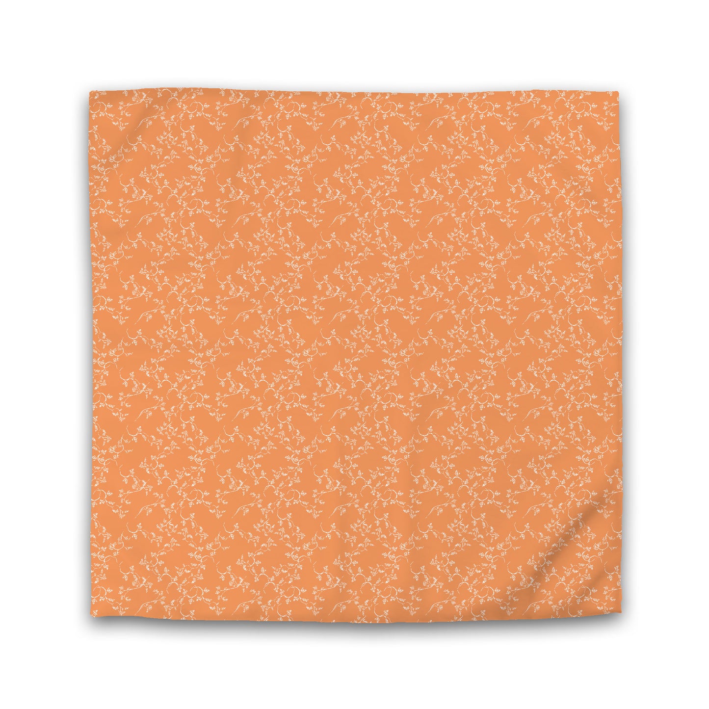 Orange Microfiber Duvet Cover, White Hand-painted Vine Print, King (width x length) 104 x 88 inches / 264 x 224 cm
