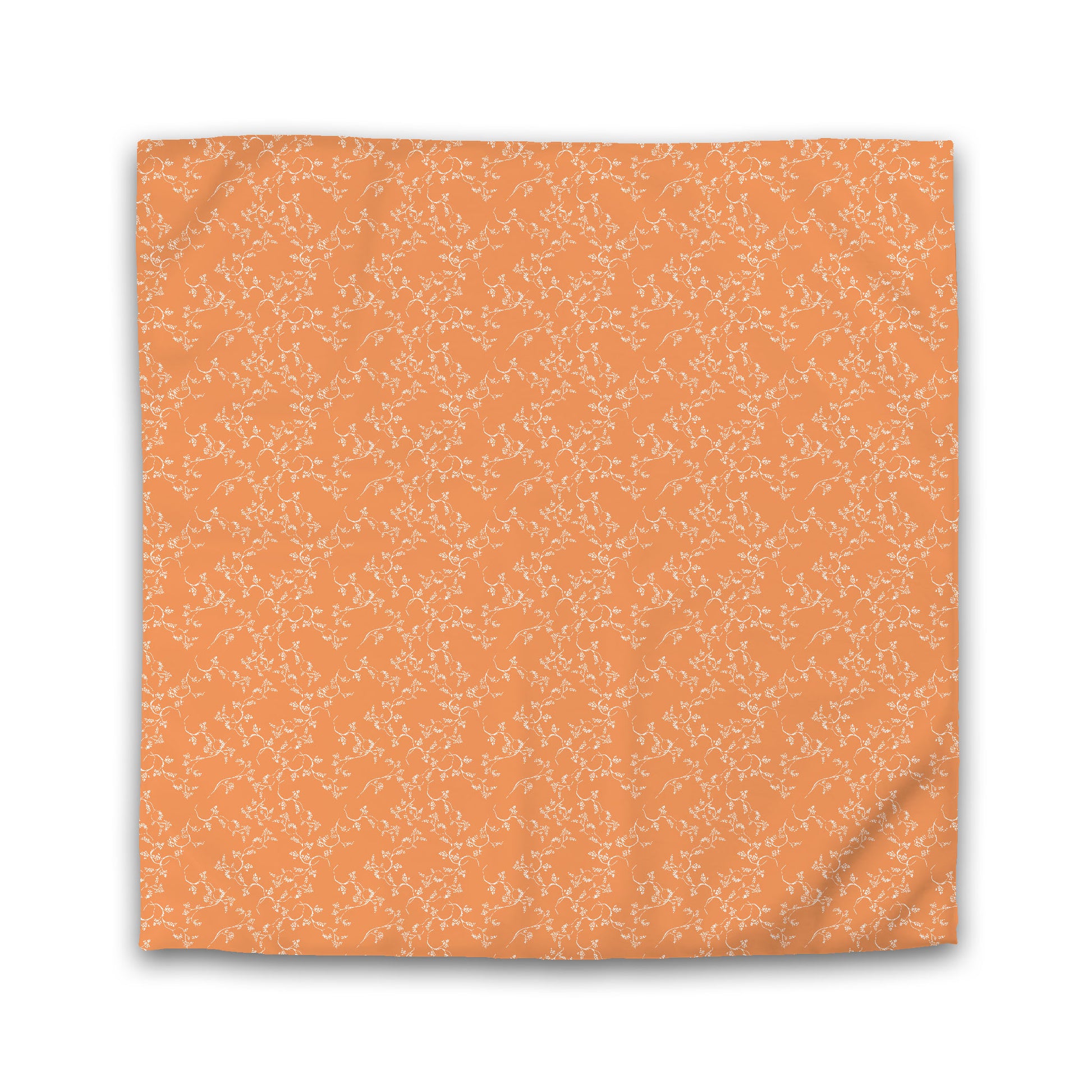 Orange Microfiber Duvet Cover, White Hand-painted Vine Print, King (width x length) 104 x 88 inches / 264 x 224 cm
