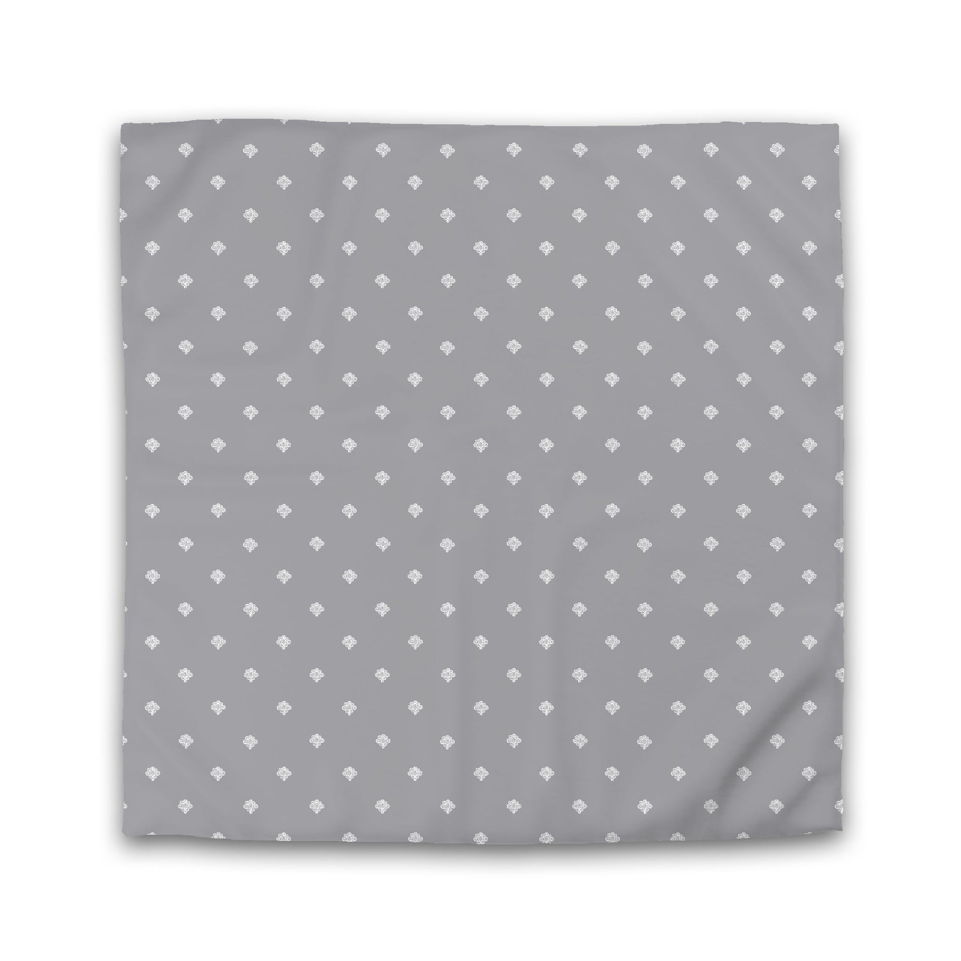 Grey Microfiber Duvet Cover, White Hand-painted Swizzle Motif Print, King (width x length) 104 x 88 inches / 264 x 224 cm