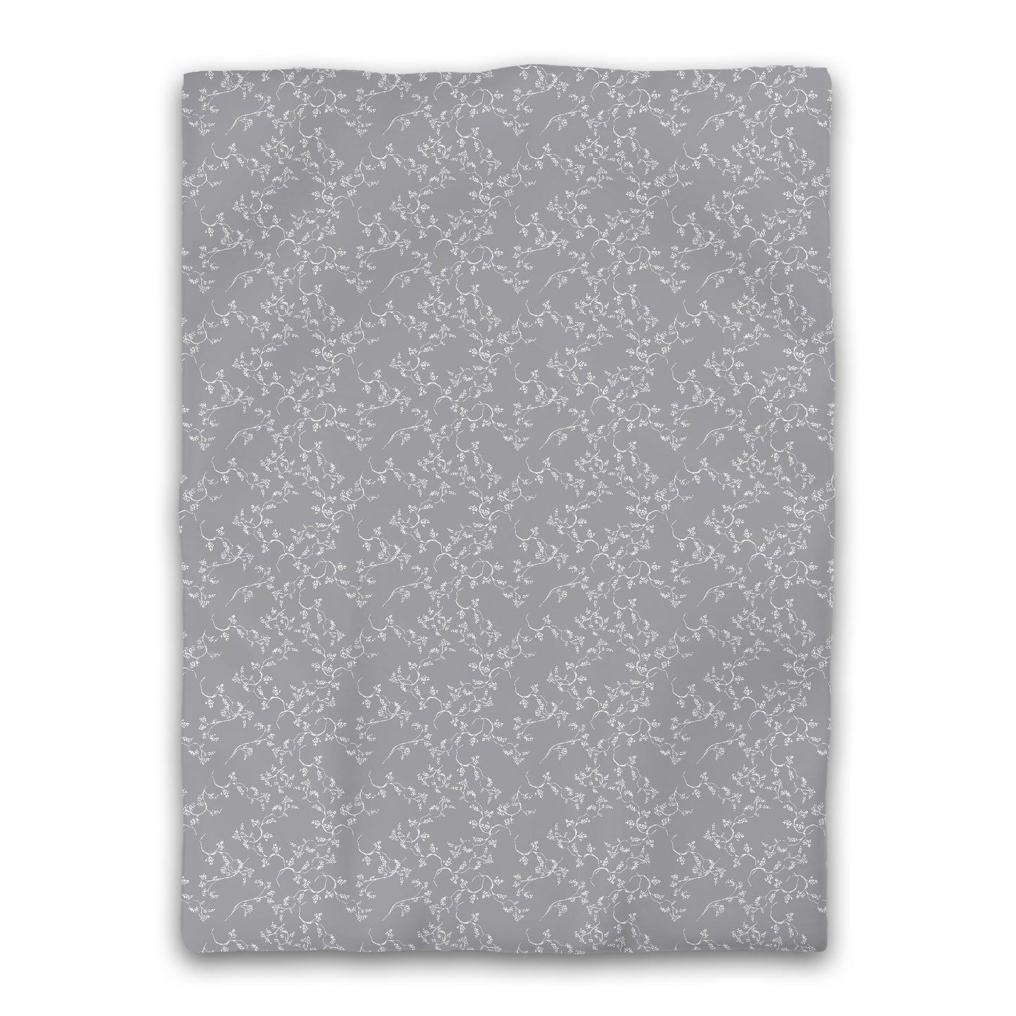 Grey Microfiber Duvet Cover, White Hand-painted Vine Print, Twin XL (width x length) 68 x 92 inches /  173 x 234 cm