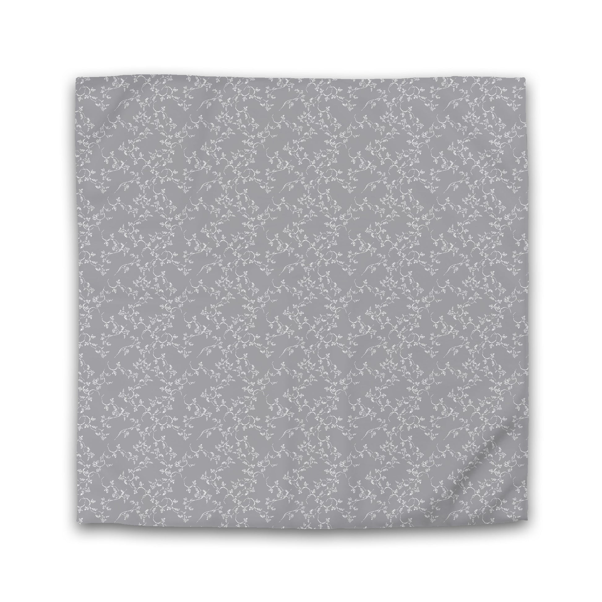 Grey Cotton Sateen Duvet Cover, Off-white Hand-painted Vine Print, King (width x length) 106 x 92 inches / 269 x  234 cm