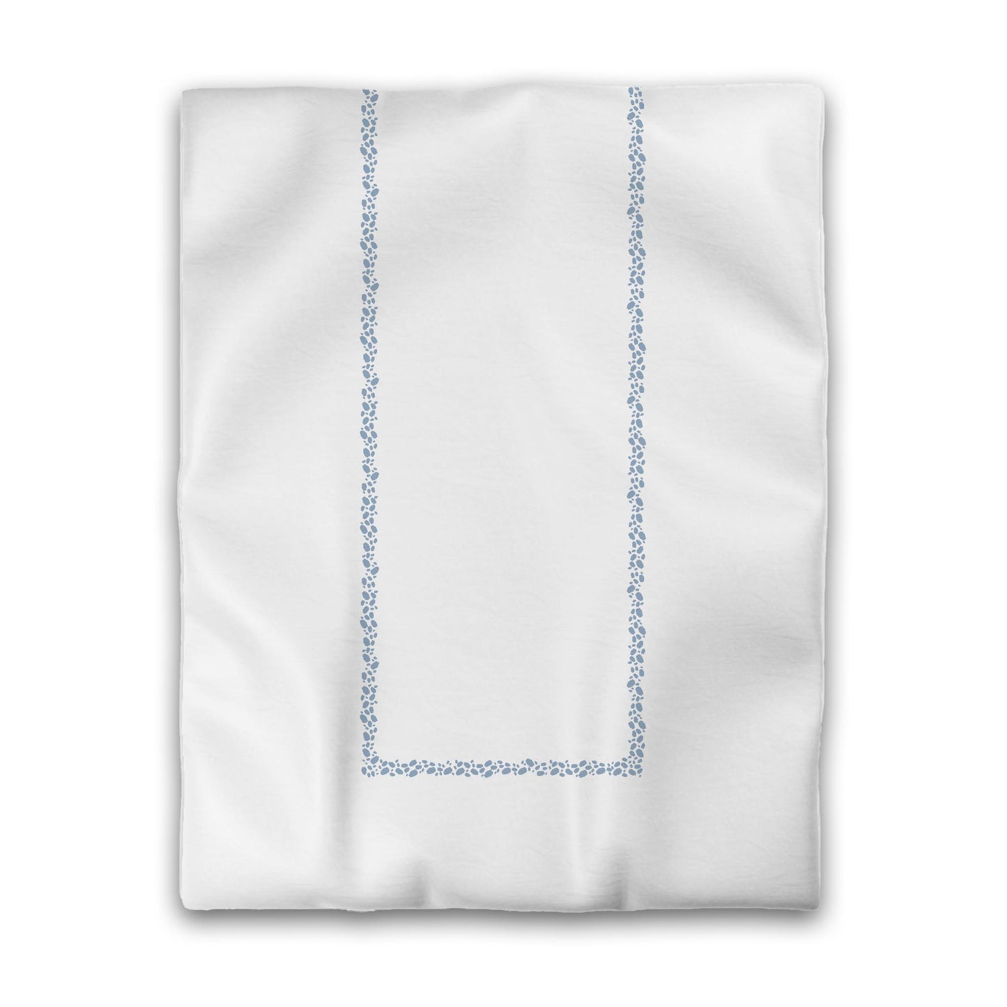 White Microfiber Duvet Cover, Blue Hand-painted Dab Motif Print, Classic Border, Twin (width x length) 68 x 88 inches / 173 x 224 cm