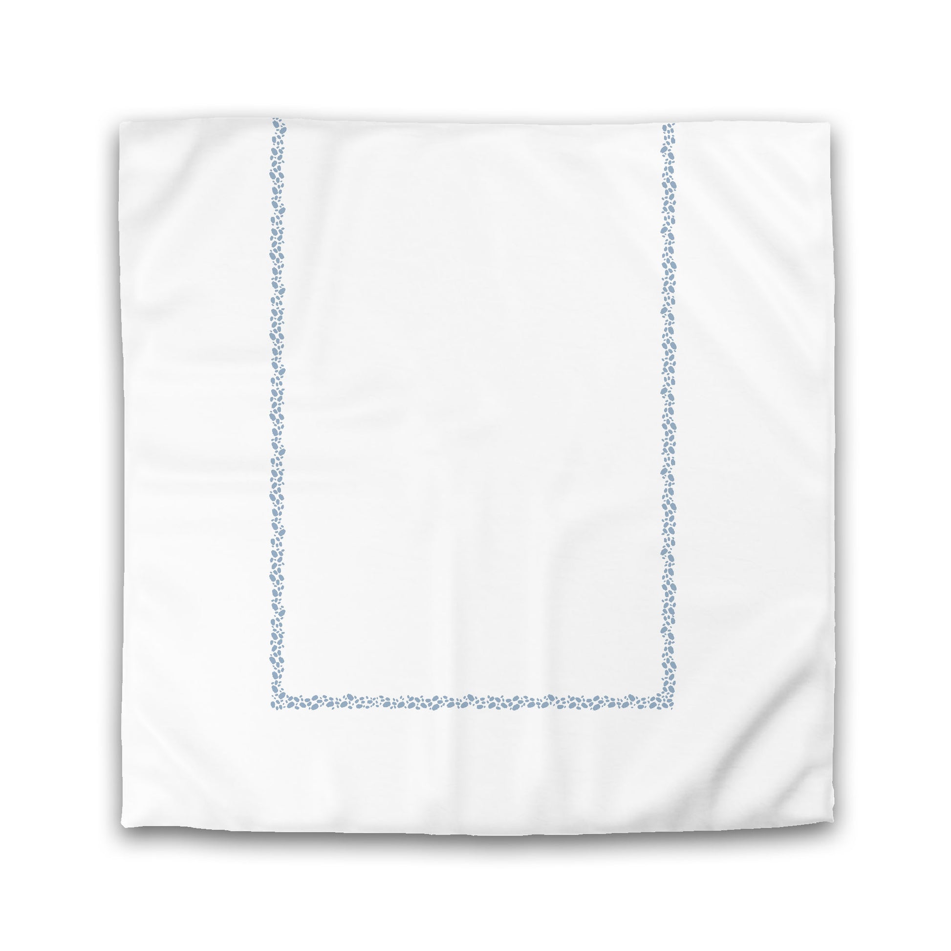 Off-white Cotton Sateen Duvet Cover, Blue Hand-painted Dab Motif Print, Classic Border, King (width x length) 106 x 92 inches / 269 x  234 cm