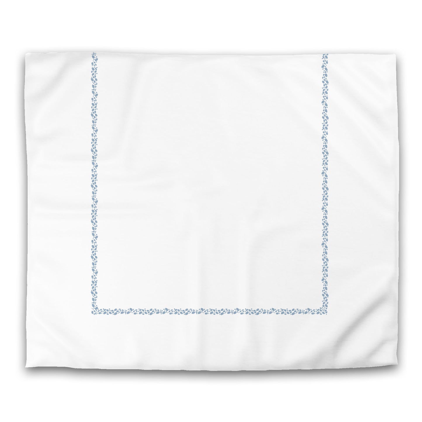 White Microfiber Duvet Cover, Blue Hand-painted Dab Motif Print, Classic Border | MFDU-1231-091