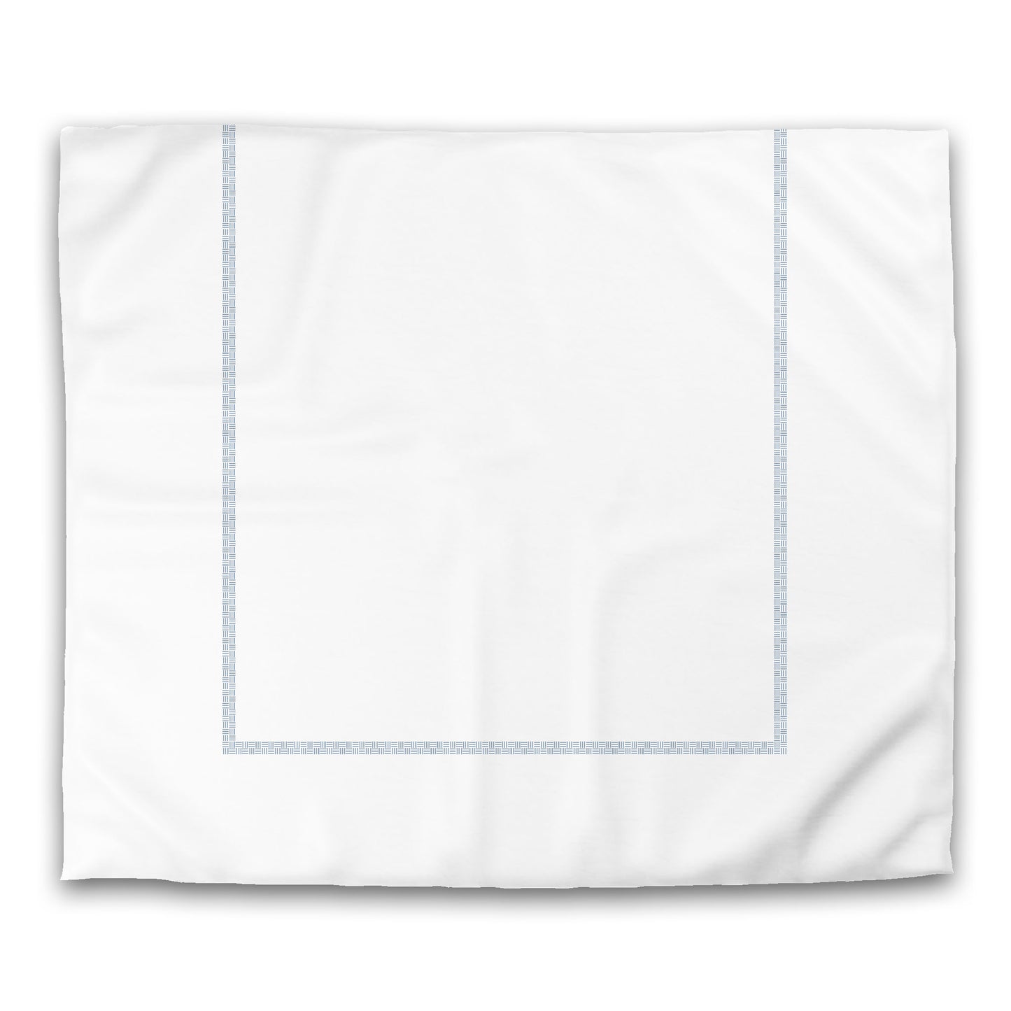 Off-white Cotton Sateen Duvet Cover, Blue Double Weave Motif Print, Classic Border | CSDU-1231-143