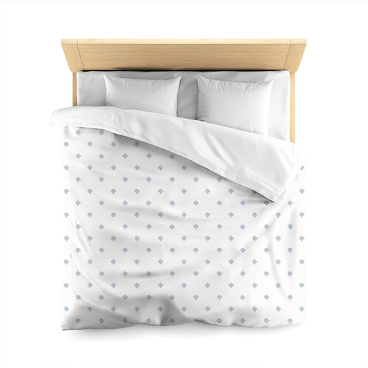 Off-white Cotton Sateen Duvet Cover, Blue Hand-painted Swizzle Motif Print, Queen (width x length) 90 x 90 inches / 229 x 229 cm