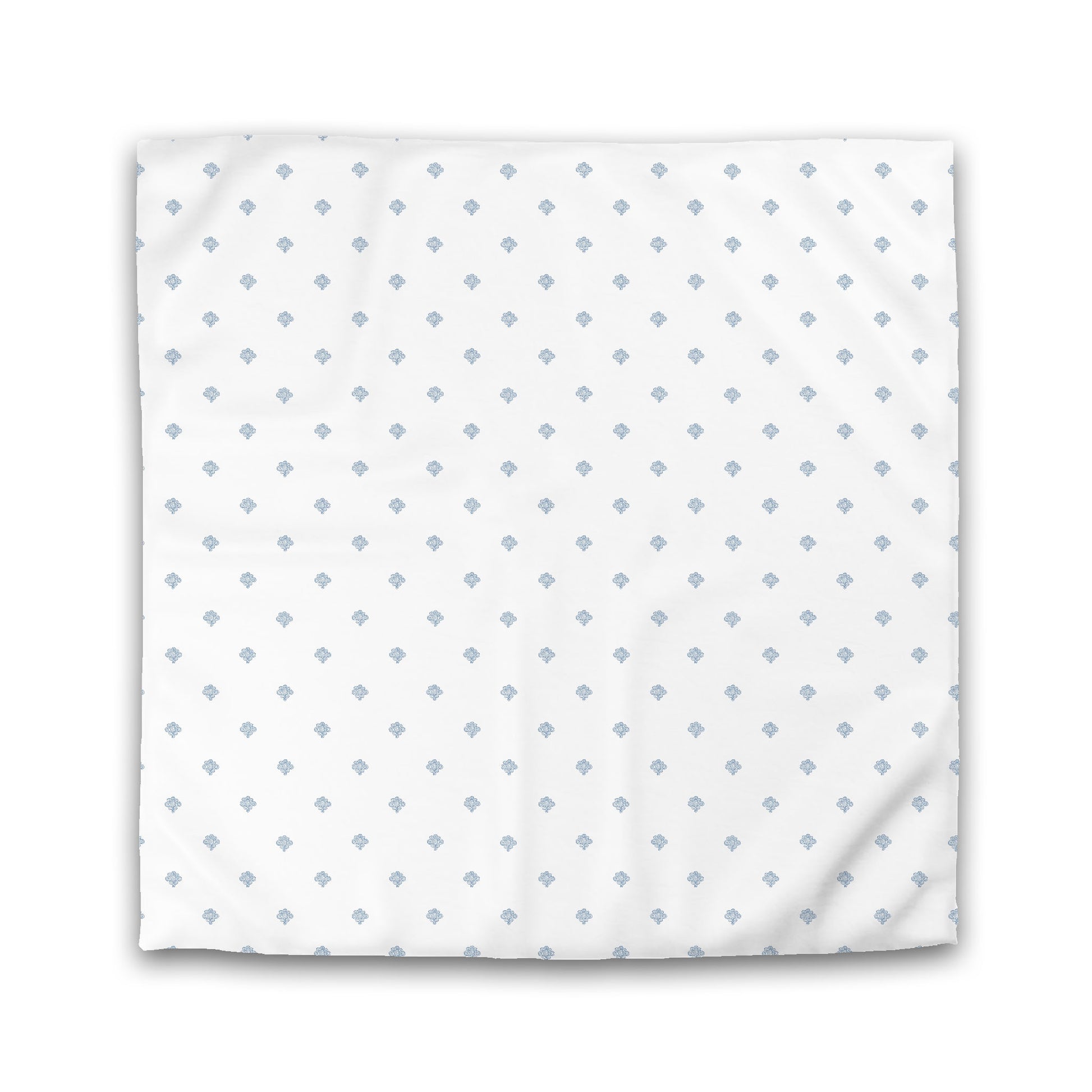 White Microfiber Duvet Cover, Blue Hand-painted Swizzle Motif Print, King (width x length) 104 x 88 inches / 264 x 224 cm