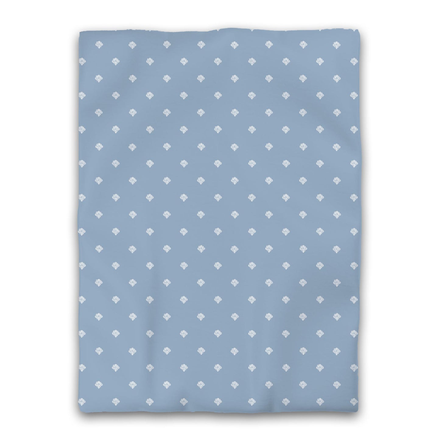 Blue Microfiber Duvet Cover, White Hand-painted Swizzle Motif Print, Twin XL (width x length) 68 x 92 inches /  173 x 234 cm