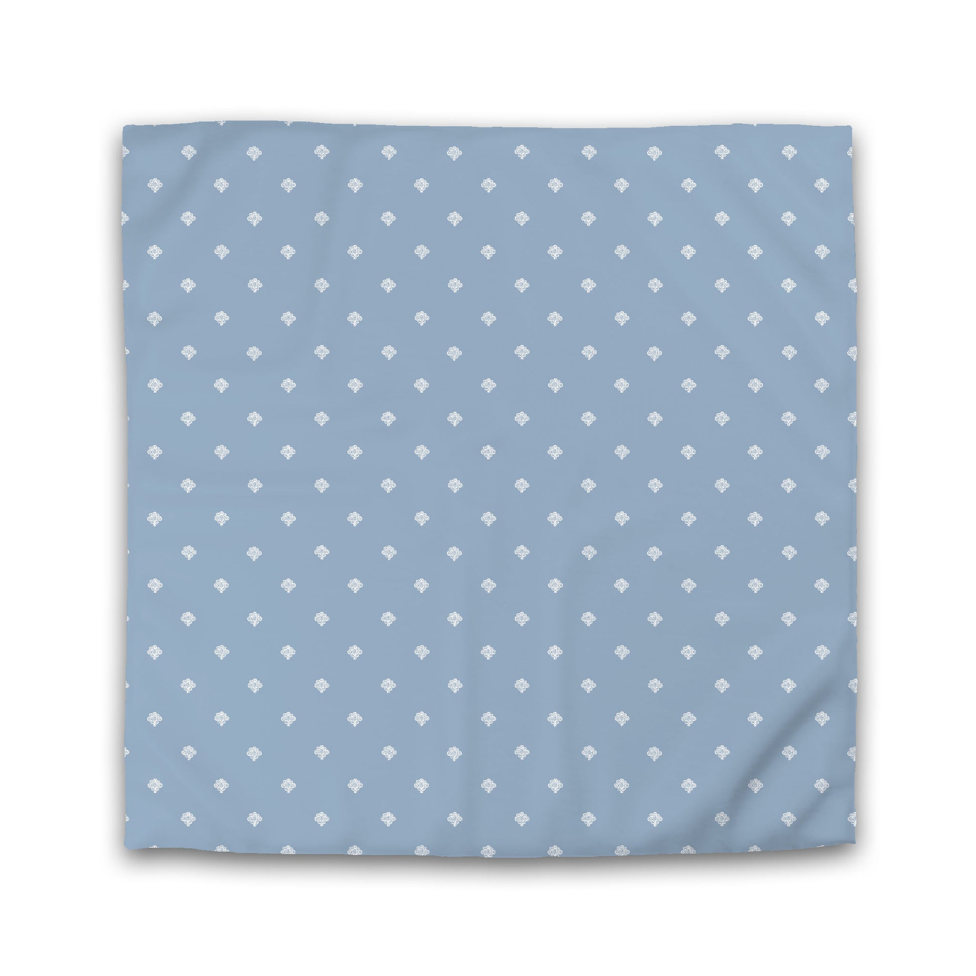 Blue Microfiber Duvet Cover, White Hand-painted Swizzle Motif Print, King (width x length) 104 x 88 inches / 264 x 224 cm