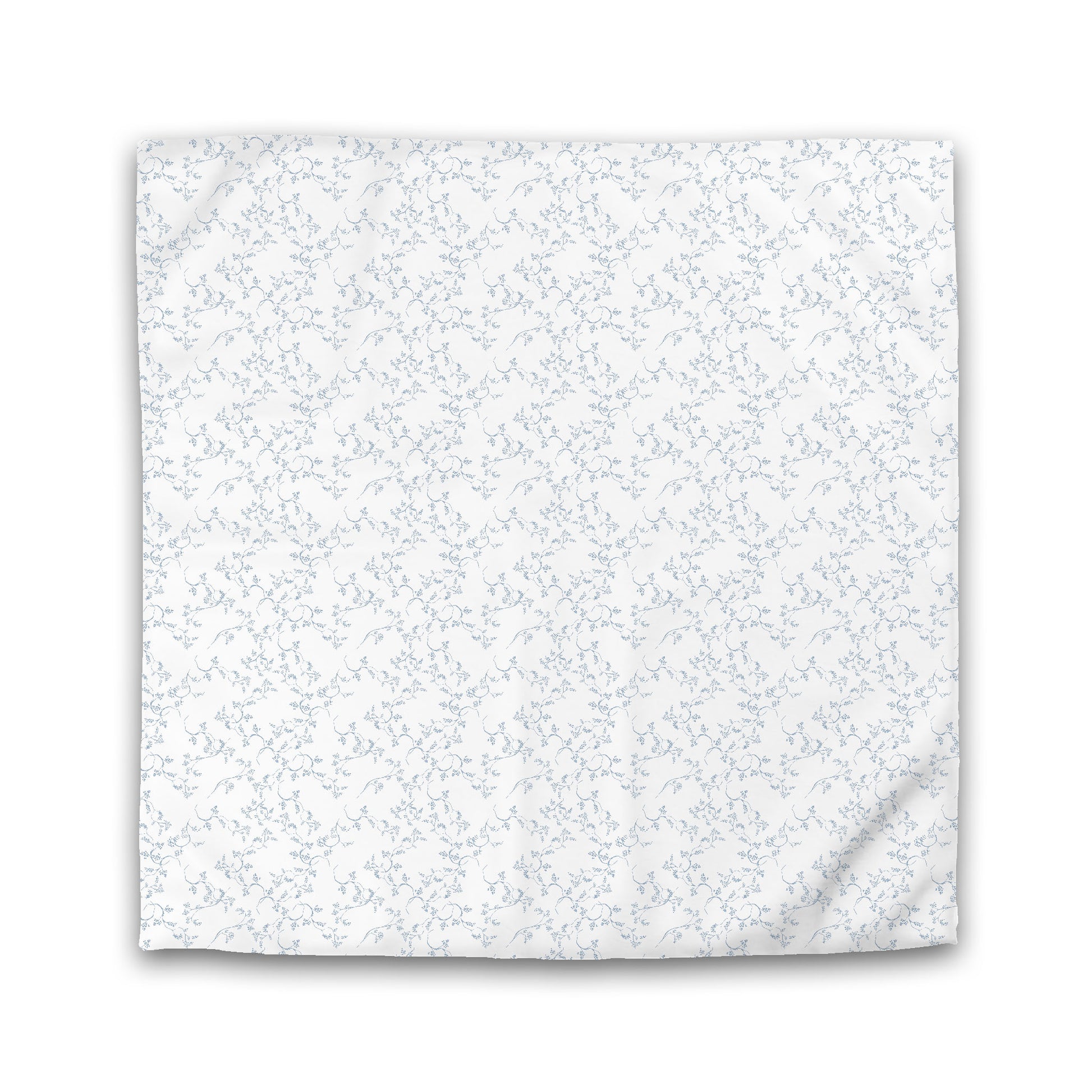 White Microfiber Duvet Cover, Blue Hand-painted Vine Print, King (width x length) 104 x 88 inches / 264 x 224 cm