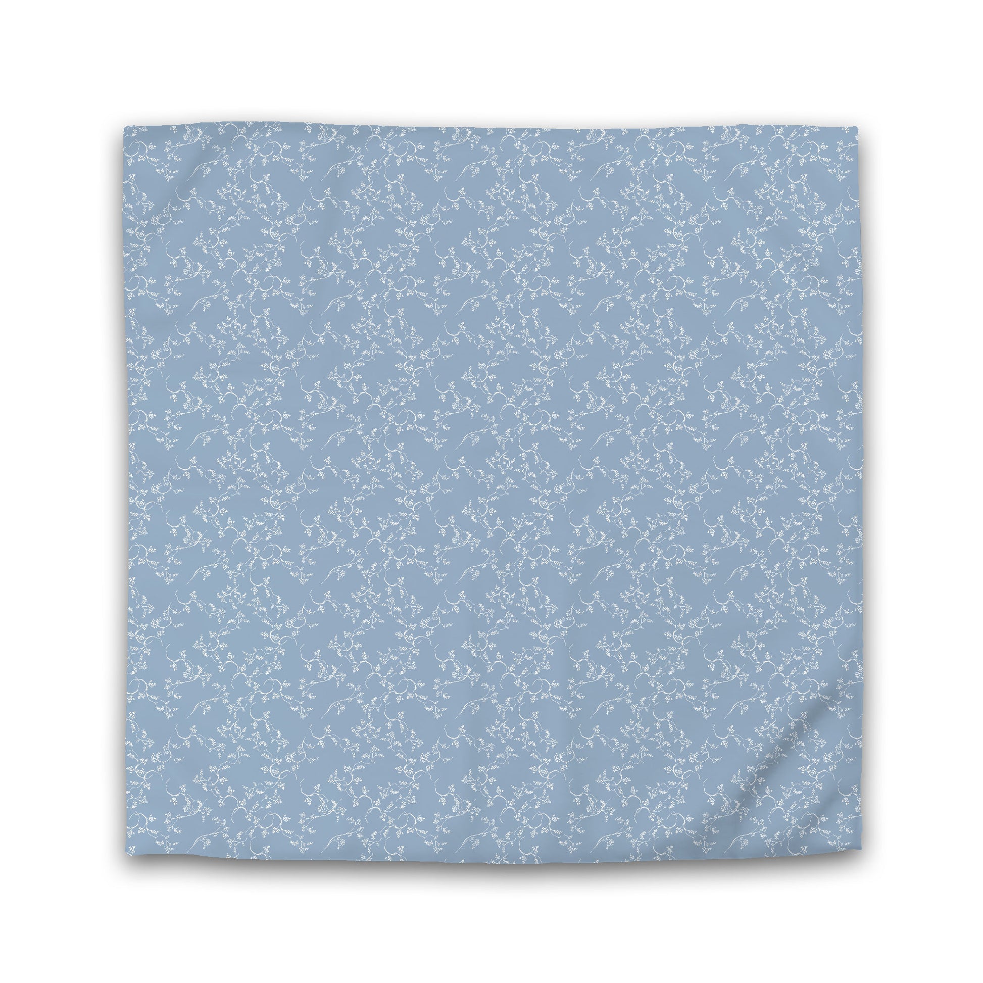 Blue Cotton Sateen Duvet Cover, Off-white Hand-painted Vine Print, King (width x length) 106 x 92 inches / 269 x  234 cm