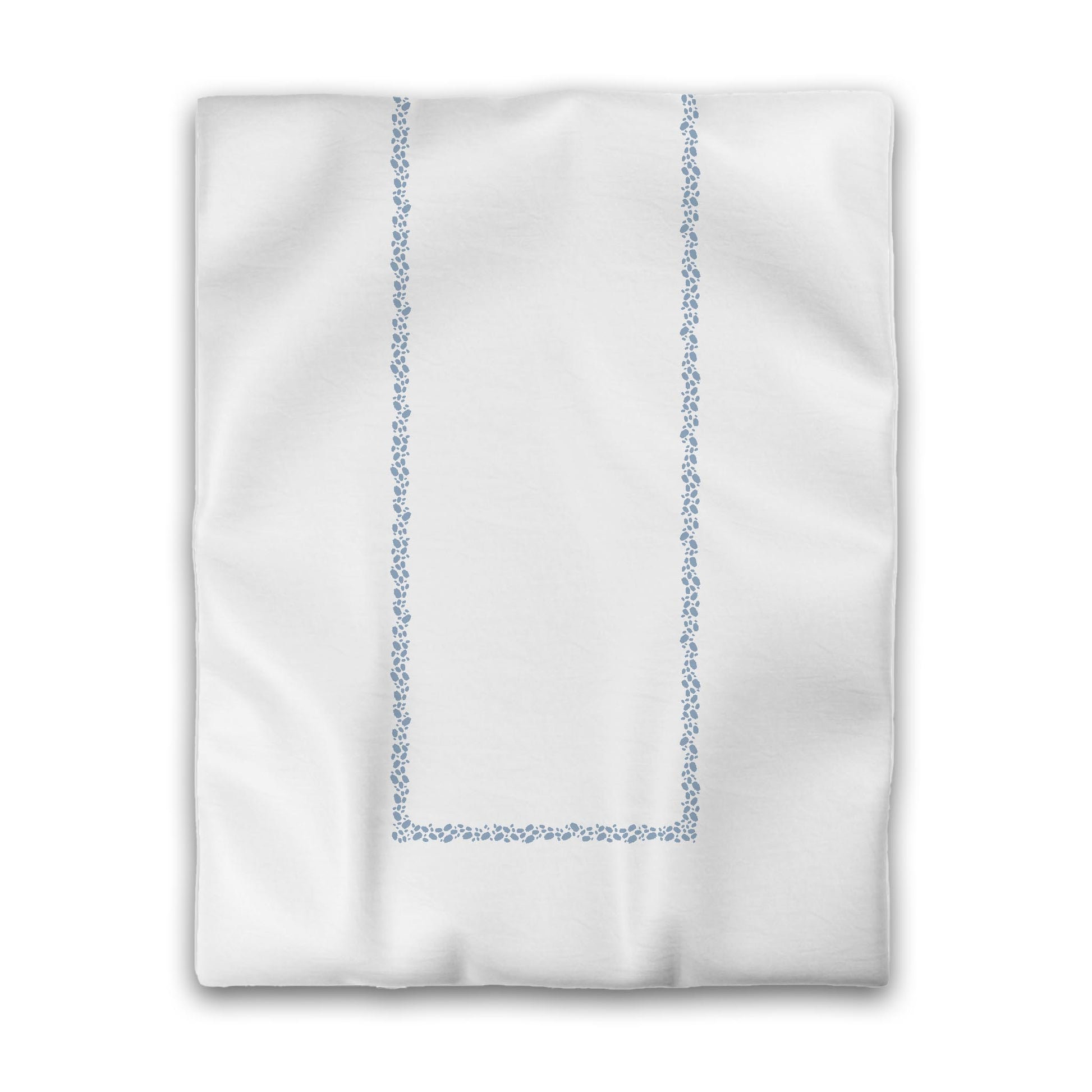 White Microfiber Duvet Cover, Blue Hand-painted Dab Motif Print, Classic Border, Twin (width x length) 68 x 88 inches / 173 x 224 cm