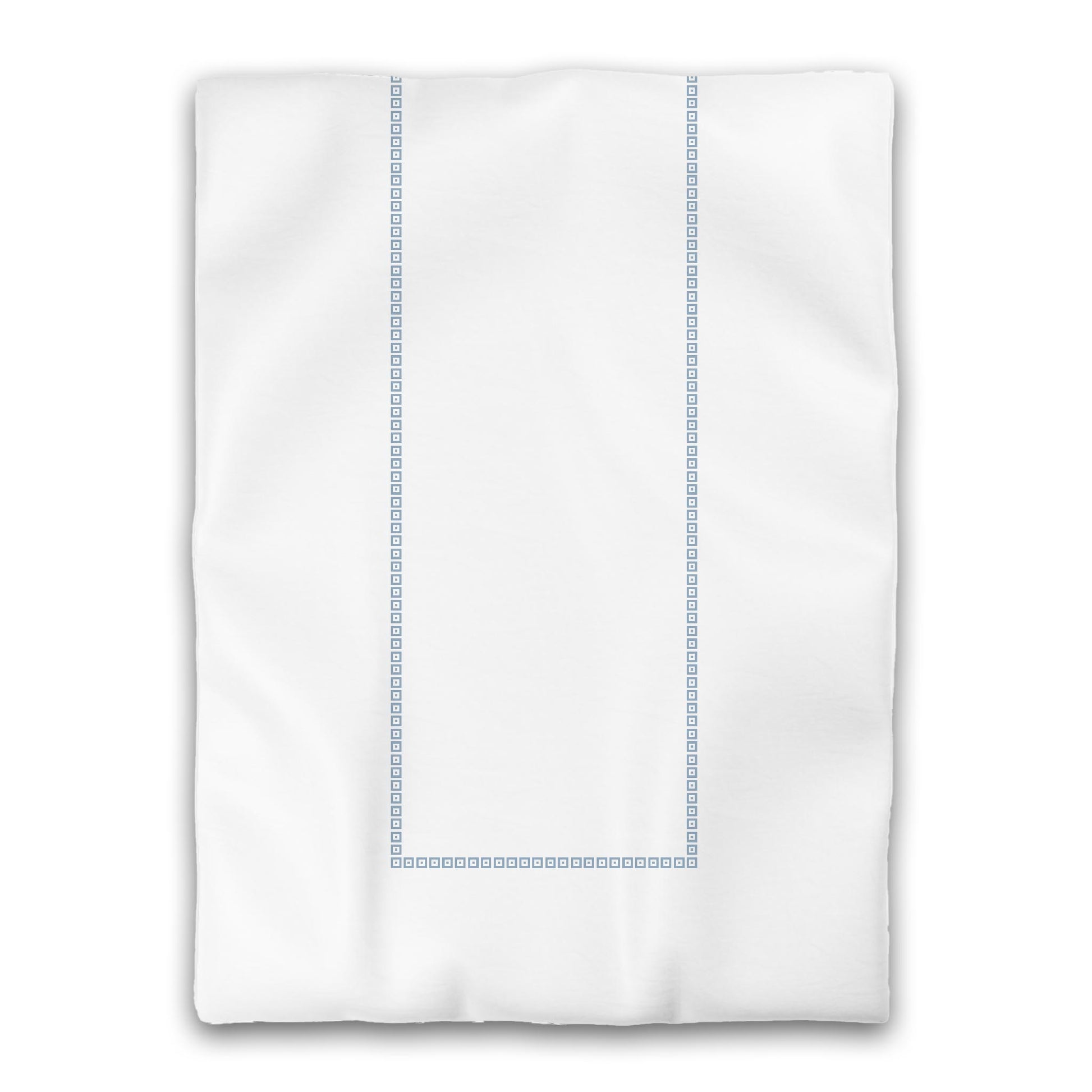 White Microfiber Duvet Cover, Blue Repeating Square Motif Print, Classic Border, Twin XL (width x length) 68 x 92 inches /  173 x 234 cm