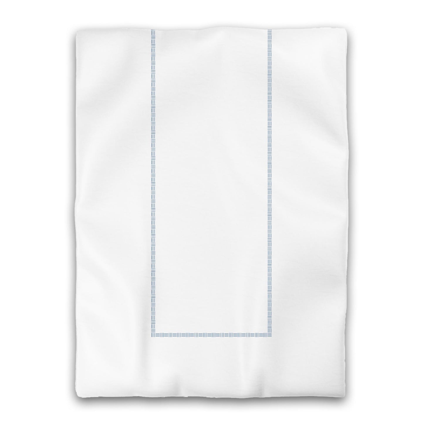 White Microfiber Duvet Cover, Blue Single Weave Motif Print, Classic Border, Twin XL (width x length) 68 x 92 inches /  173 x 234 cm
